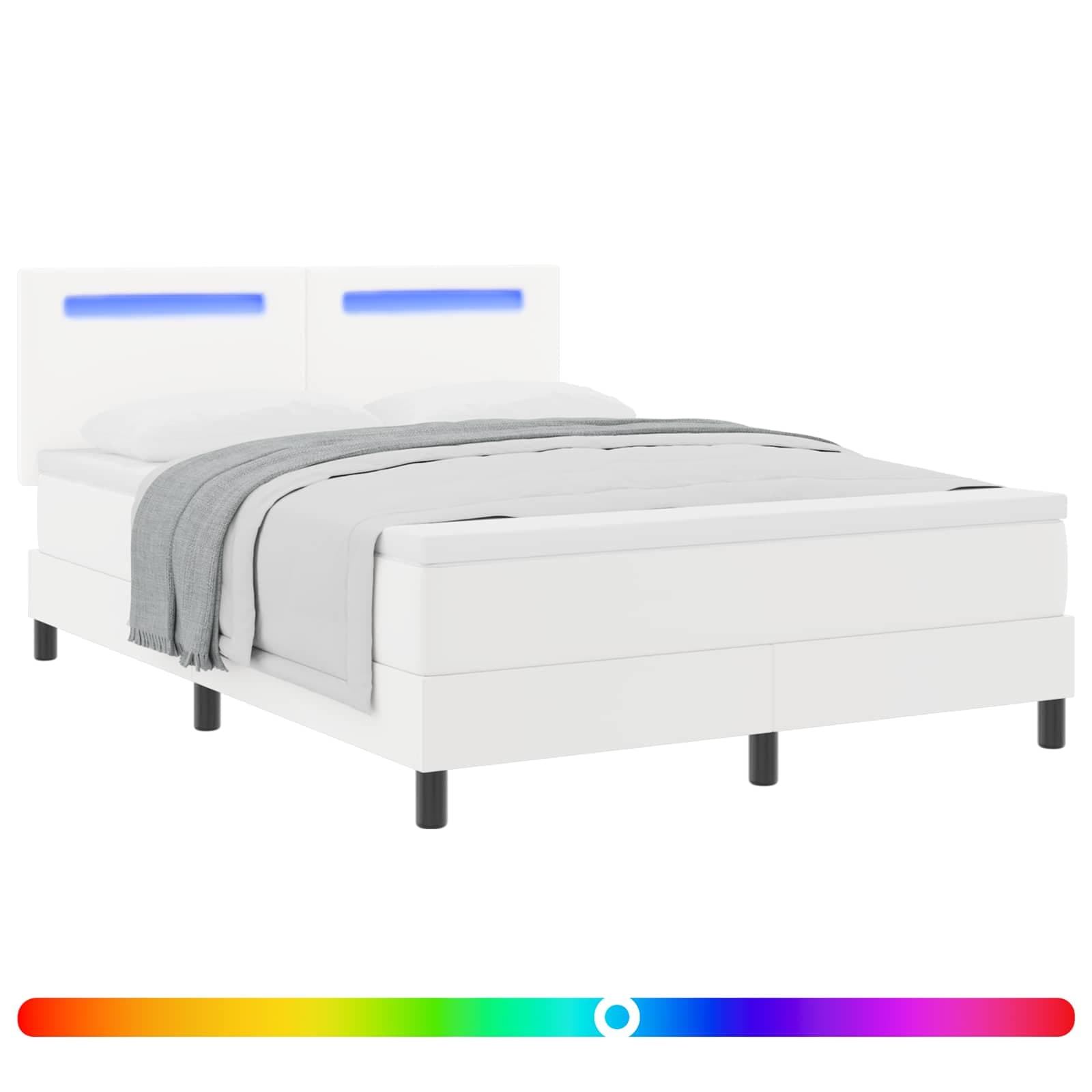 vidaXL Cama Box com colchão Branco 160 x 200 cm Couro sintético