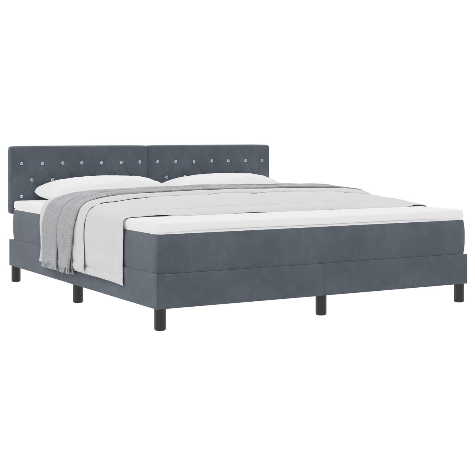 vidaXL Cama Box com colchão Cinza Escuro 180 x 200 cm Veludo