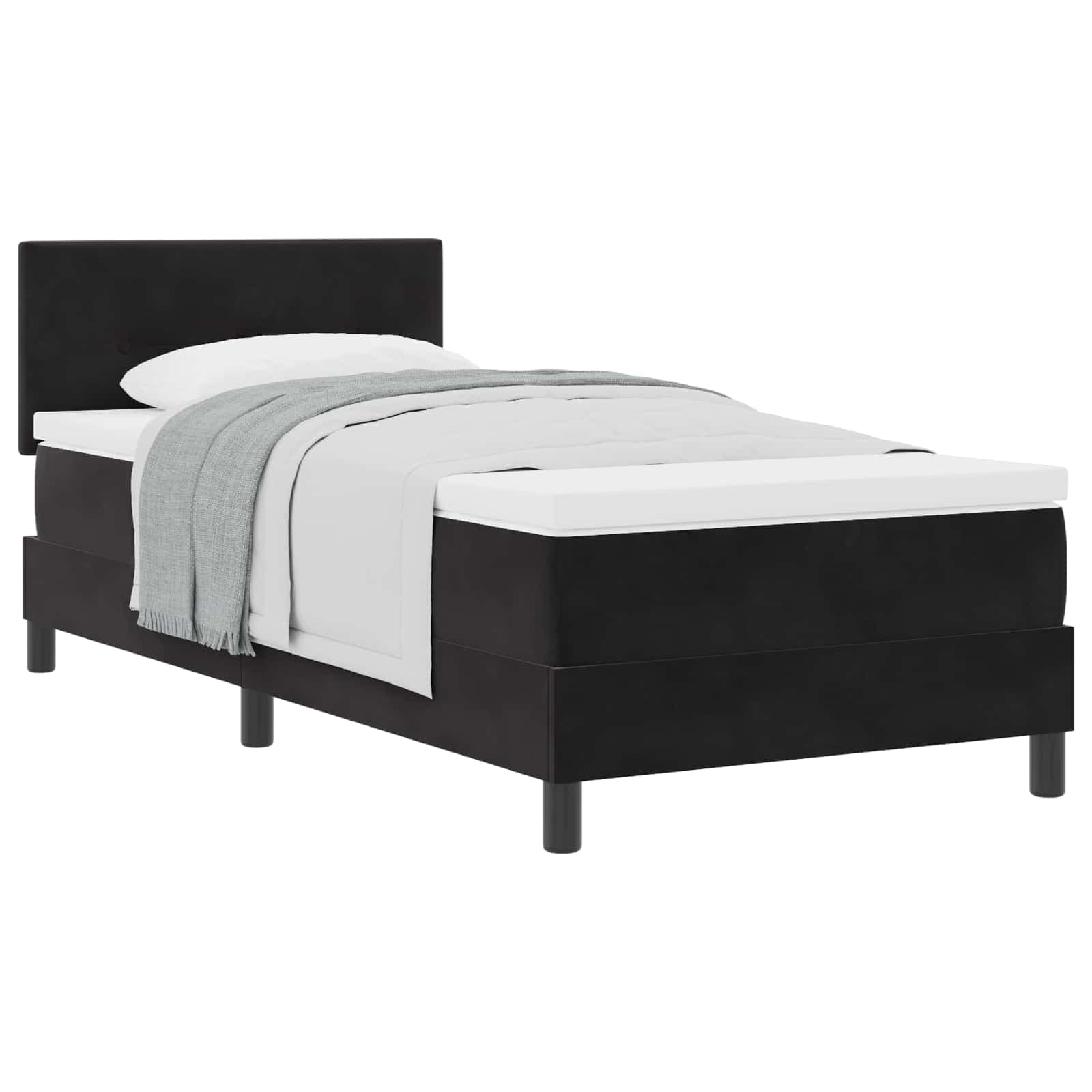 vidaXL Cama Box Spring com Colchão Preta 90x200 cm Veludo - 2217670255