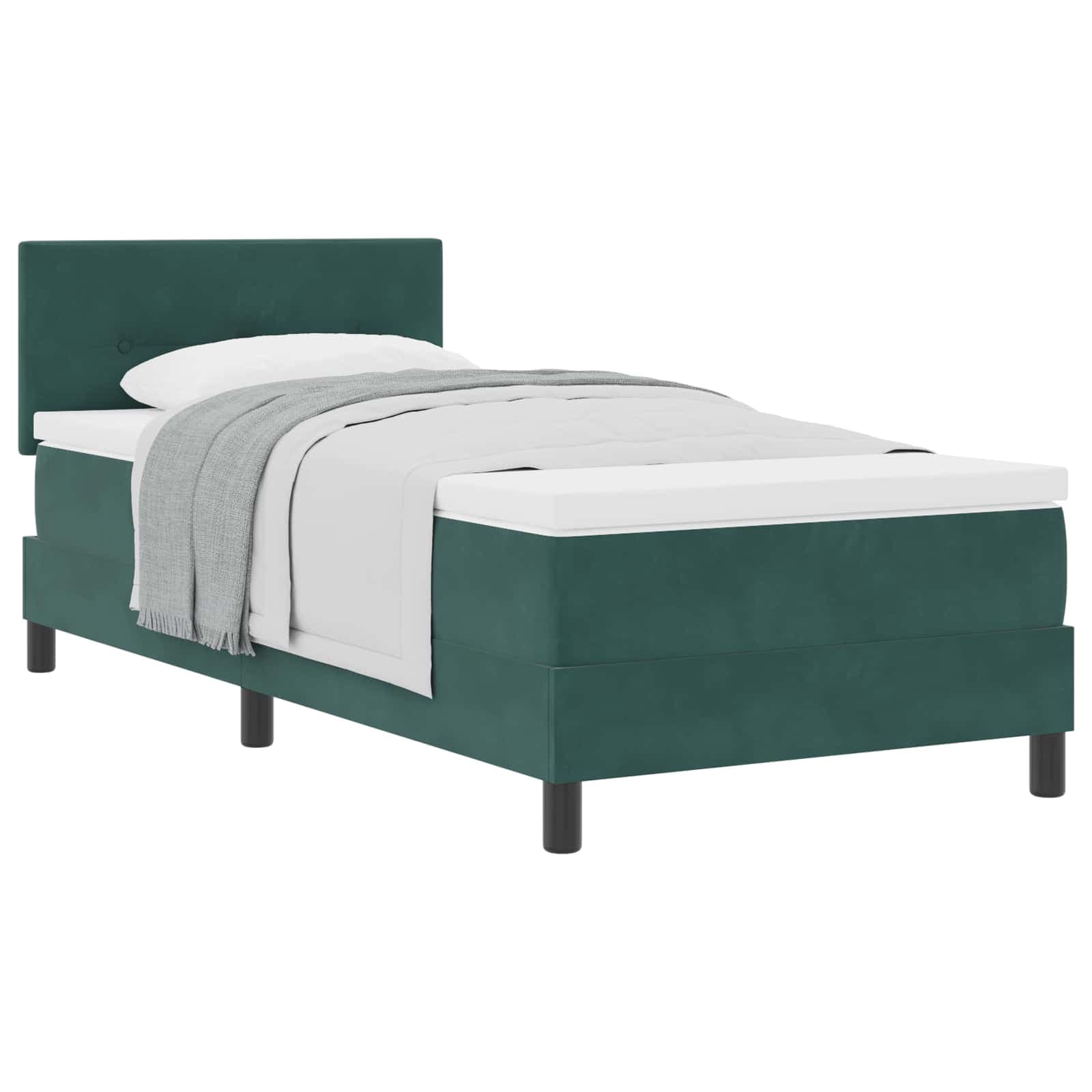 vidaXL Cama Box com Colchão Verde Escuro 100x200 cm Veludo - 3817126803