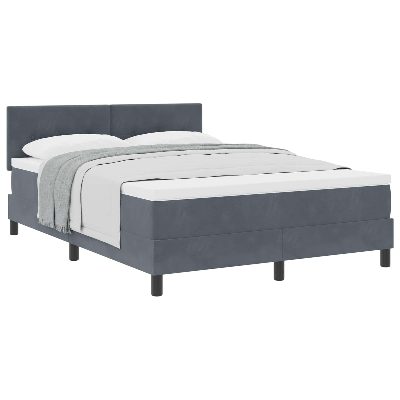 vidaXL Cama Box com colchão Cinza Escuro 140 x 200 cm Veludo