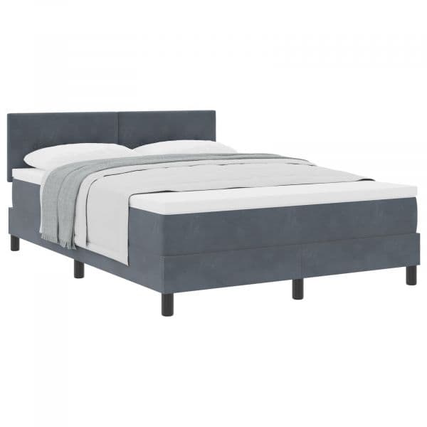 vidaXL Cama Box com Colchão Cinza Escuro 160x200 cm Veludo - 3209257195