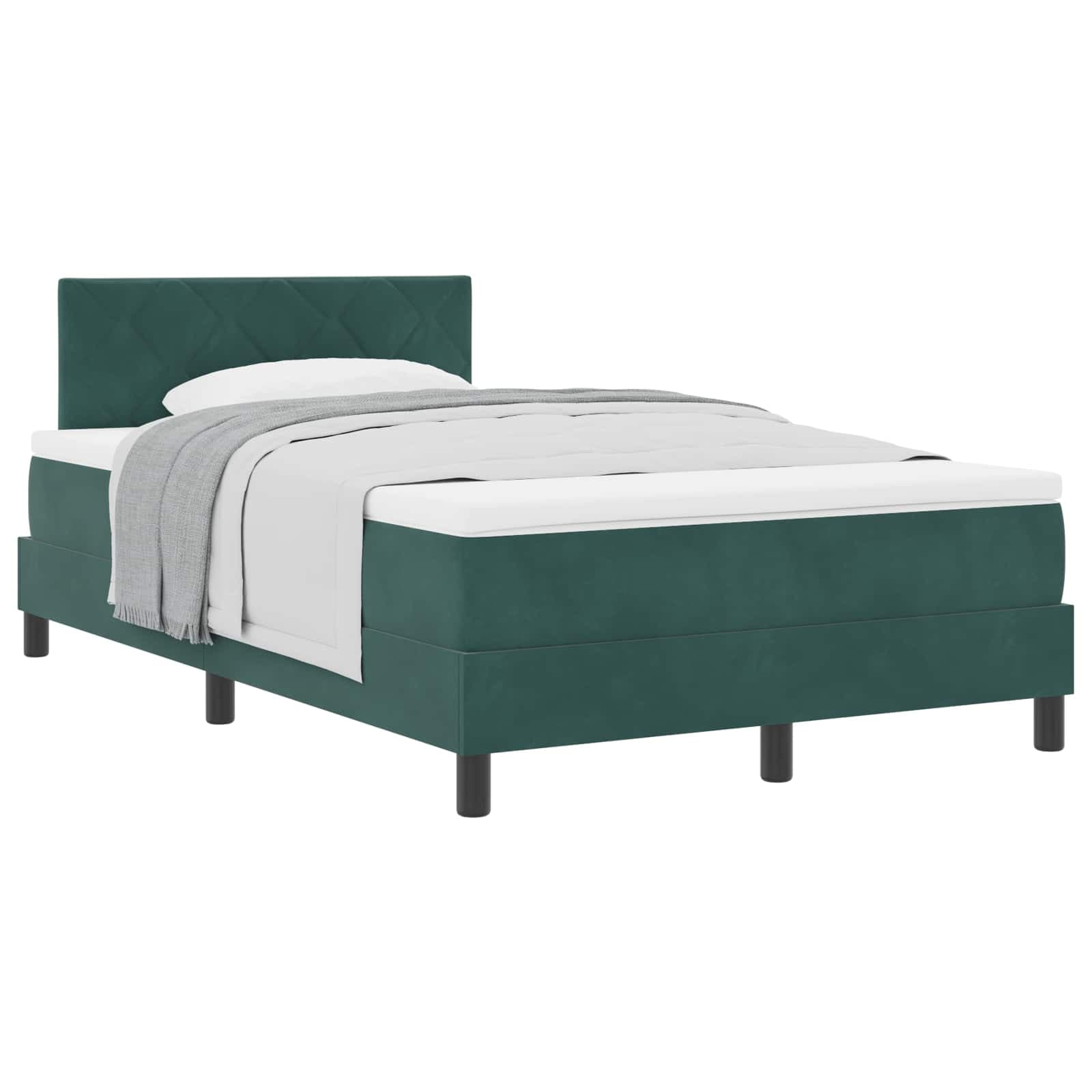 vidaXL Cama Box com colchão Verde Escuro 120 x 190 cm Veludo