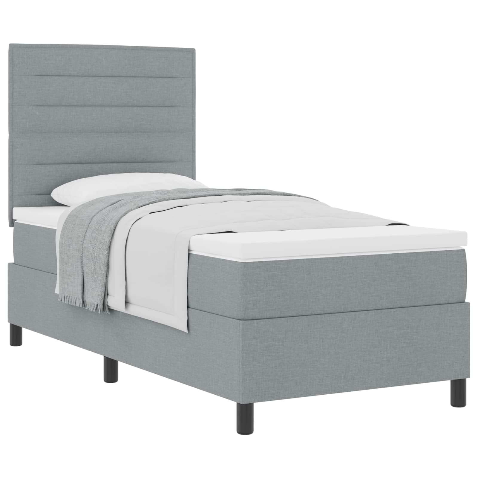 vidaXL Cama Box com colchão Cinzento-claro 80 x 200 cm tecido