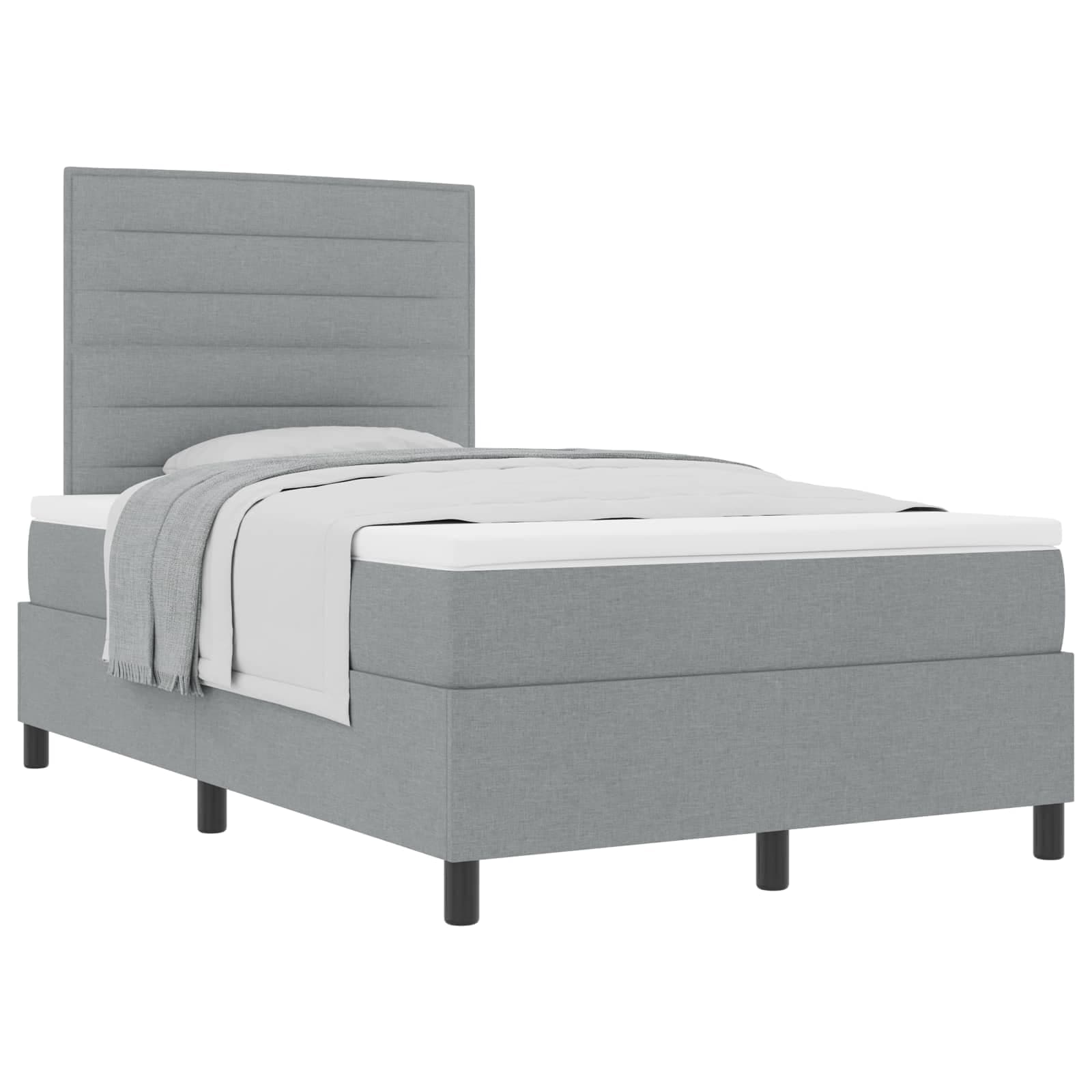 vidaXL Cama Box com Colchão Cinza Claro 120x200 cm Tecido - 2585419681