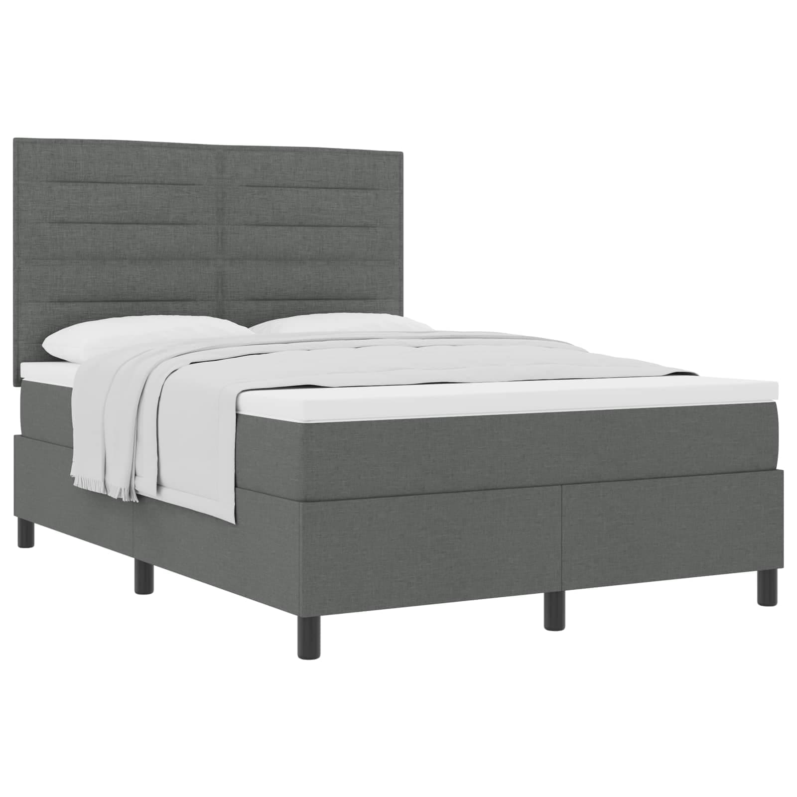 vidaXL Cama Box Spring com Colchão Cinza Escuro 140x190 cm Tecido - 2495731603