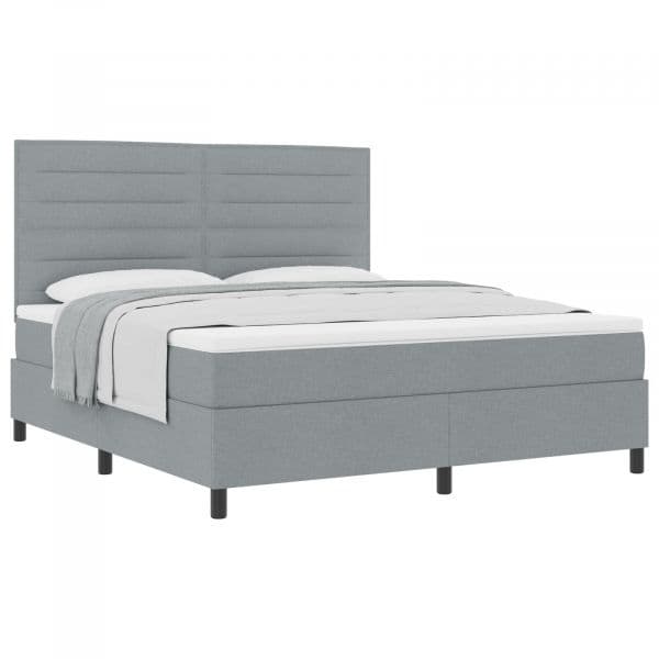 vidaXL Cama Box Spring com Colchão Cinza Claro Super King Tecido - 2801251601