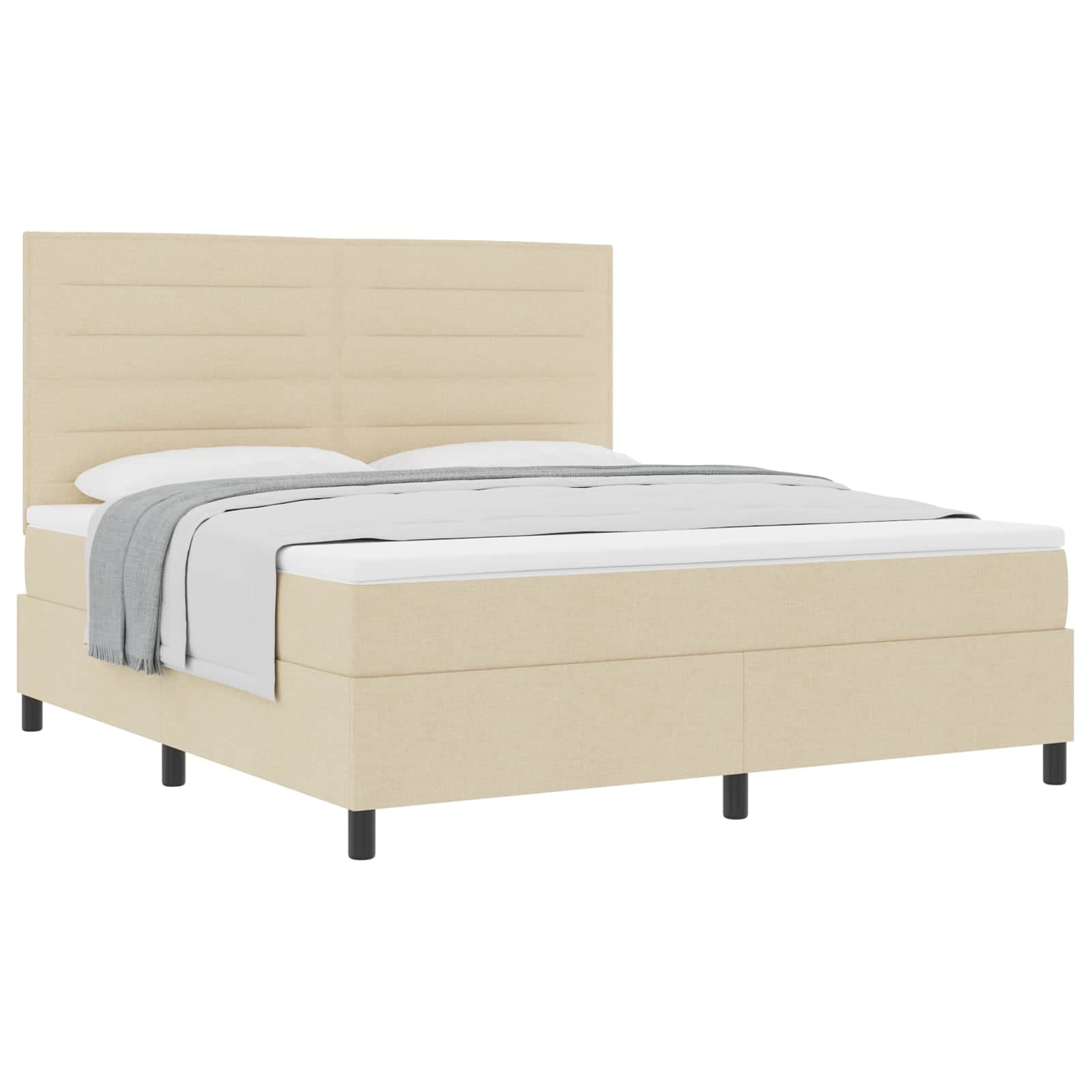 vidaXL Cama Box com Colchão Creme Super King Tecido - 3244161261