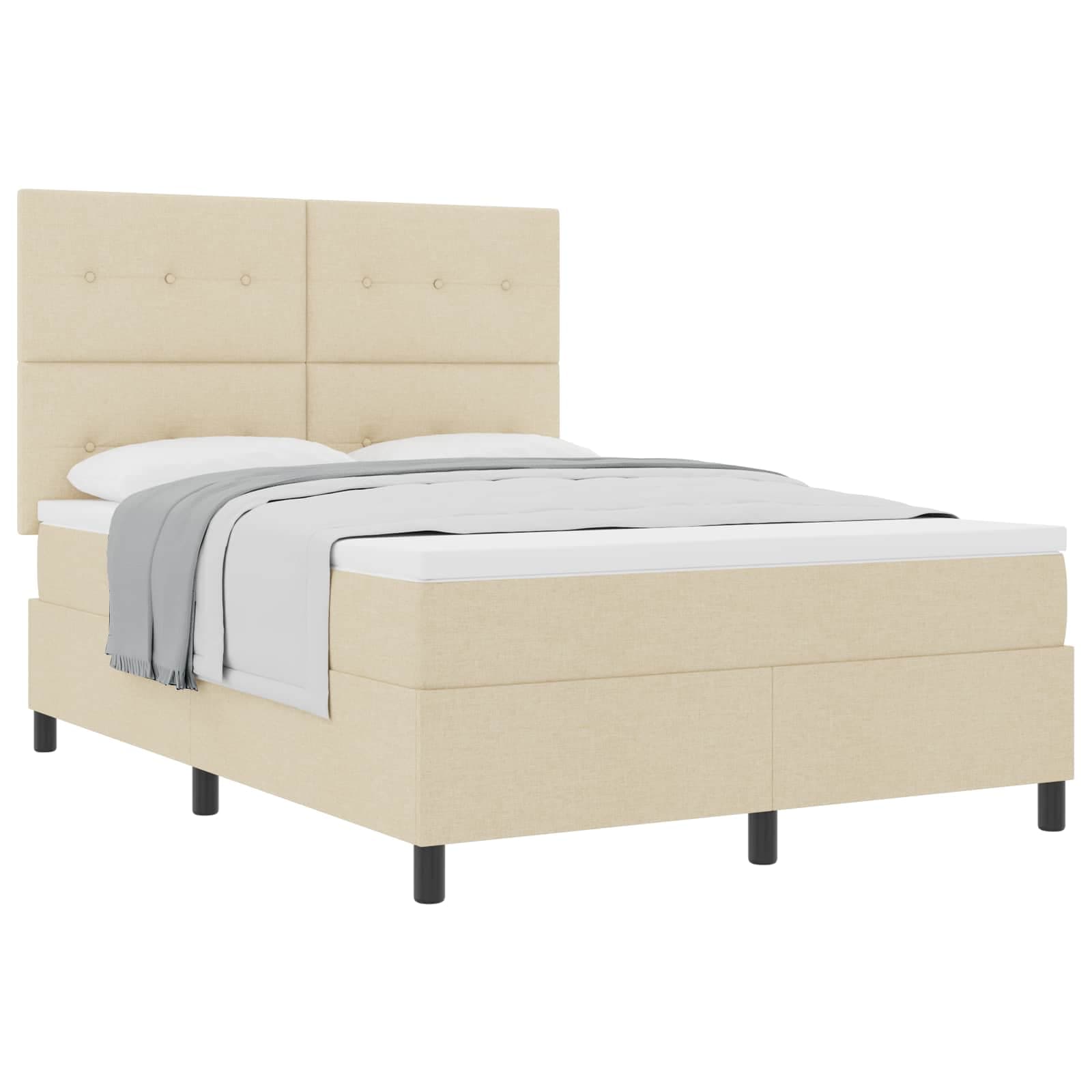 vidaXL Cama Box Spring com Colchão Bege 160x200 cm Tecido - 4013931947