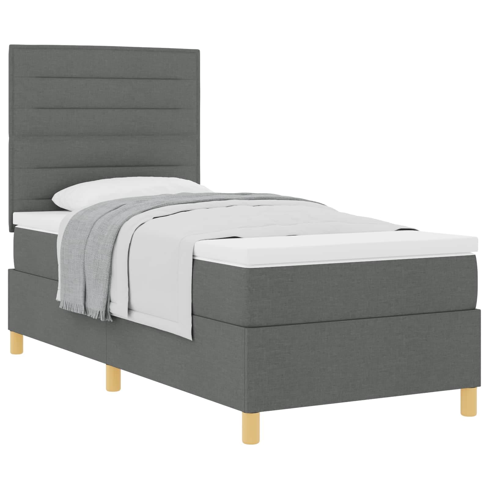 vidaXL Cama Box com colchão Cinza Escuro 80 x 200 cm tecido