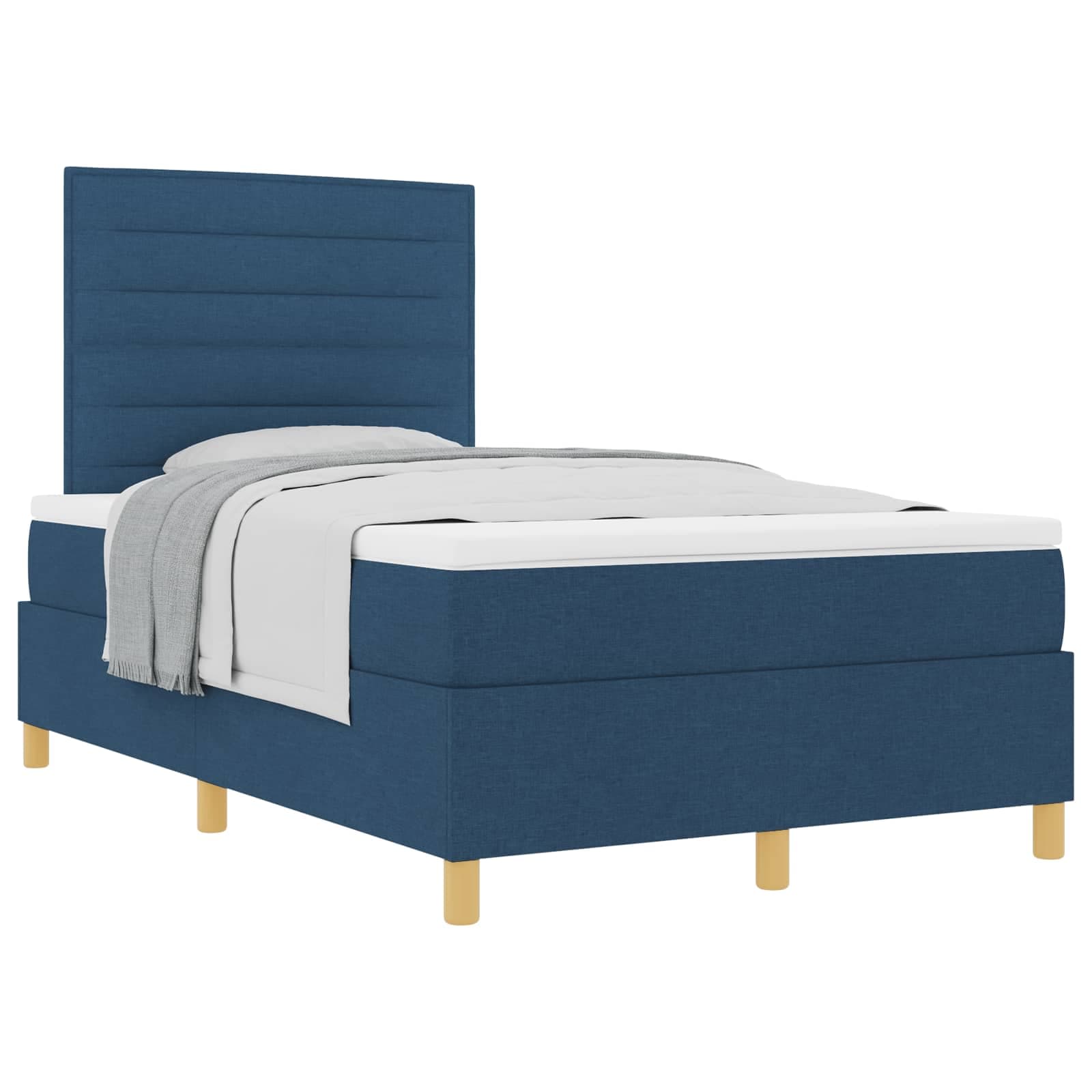 vidaXL Cama Box com colchão com cabeceira Azul 120 x 190 cm tecido