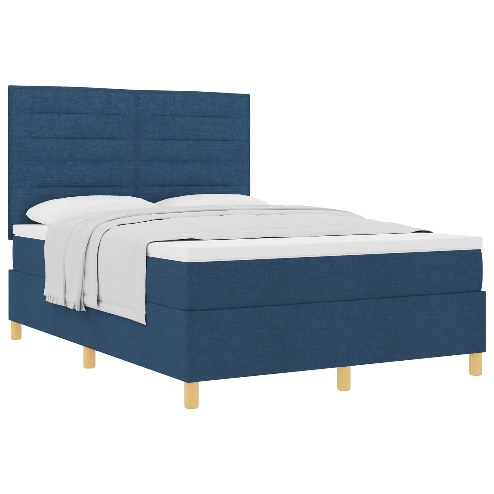 vidaXL Cama Box Spring com Colchão Azul 140x190 cm Tecido - 4254474766