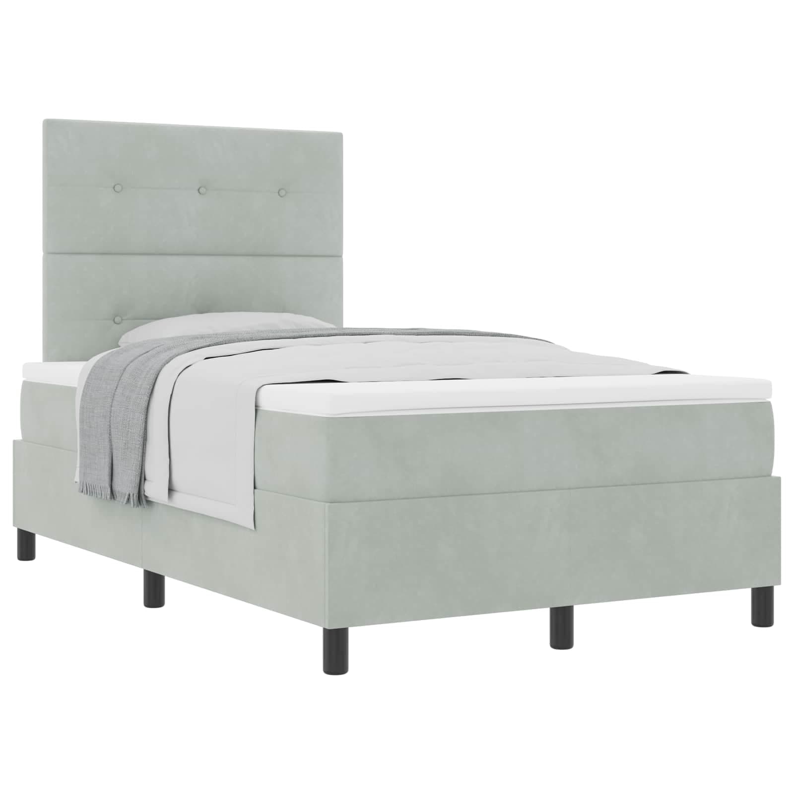 vidaXL Cama Box com colchão Cinzento-claro 120 x 190 cm Veludo