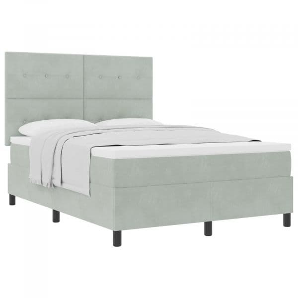 vidaXL Cama Box com Colchão Cinza Claro 140x190 cm Veludo - 3395670805