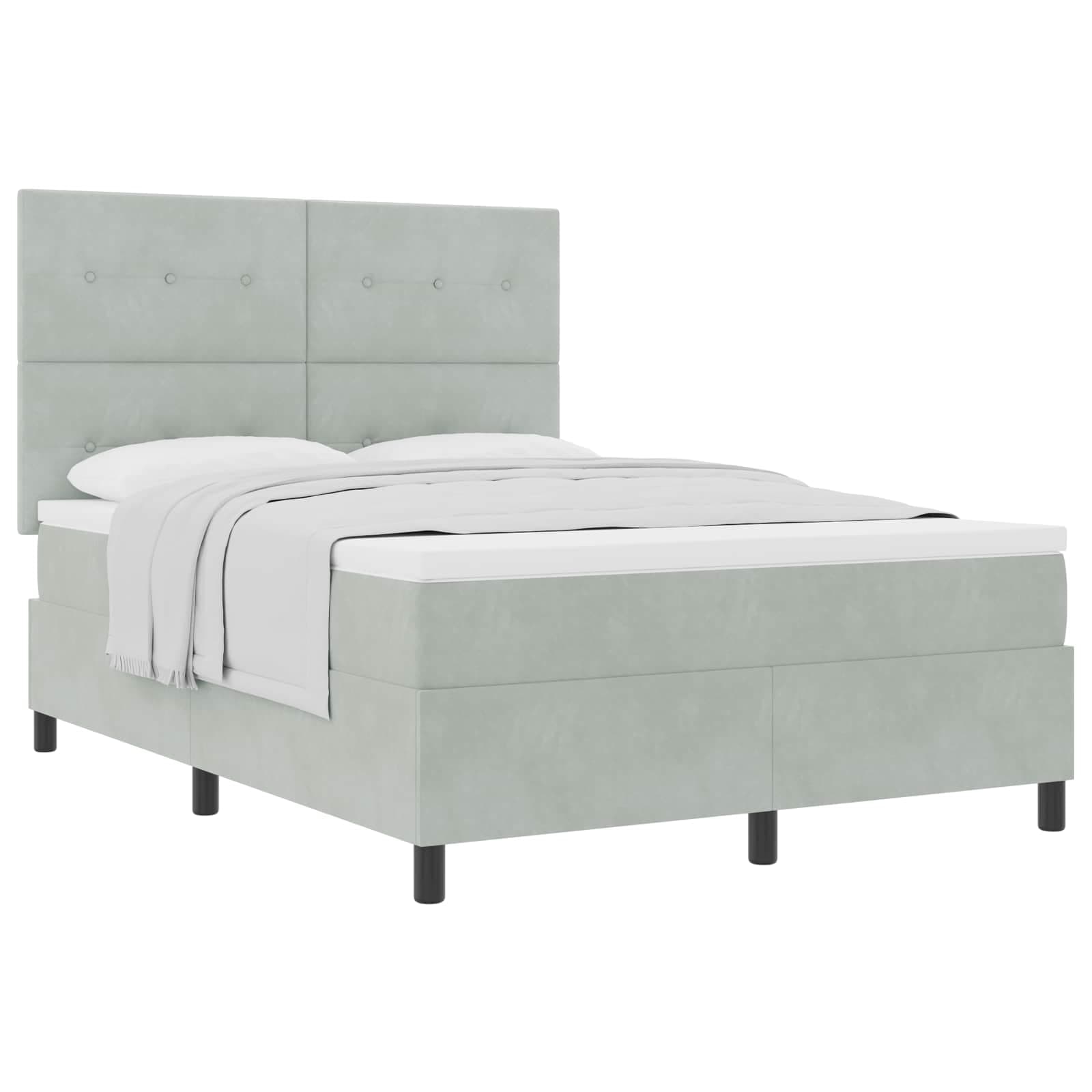 vidaXL Cama Box com colchão Cinzento-claro 160 x 200 cm Veludo