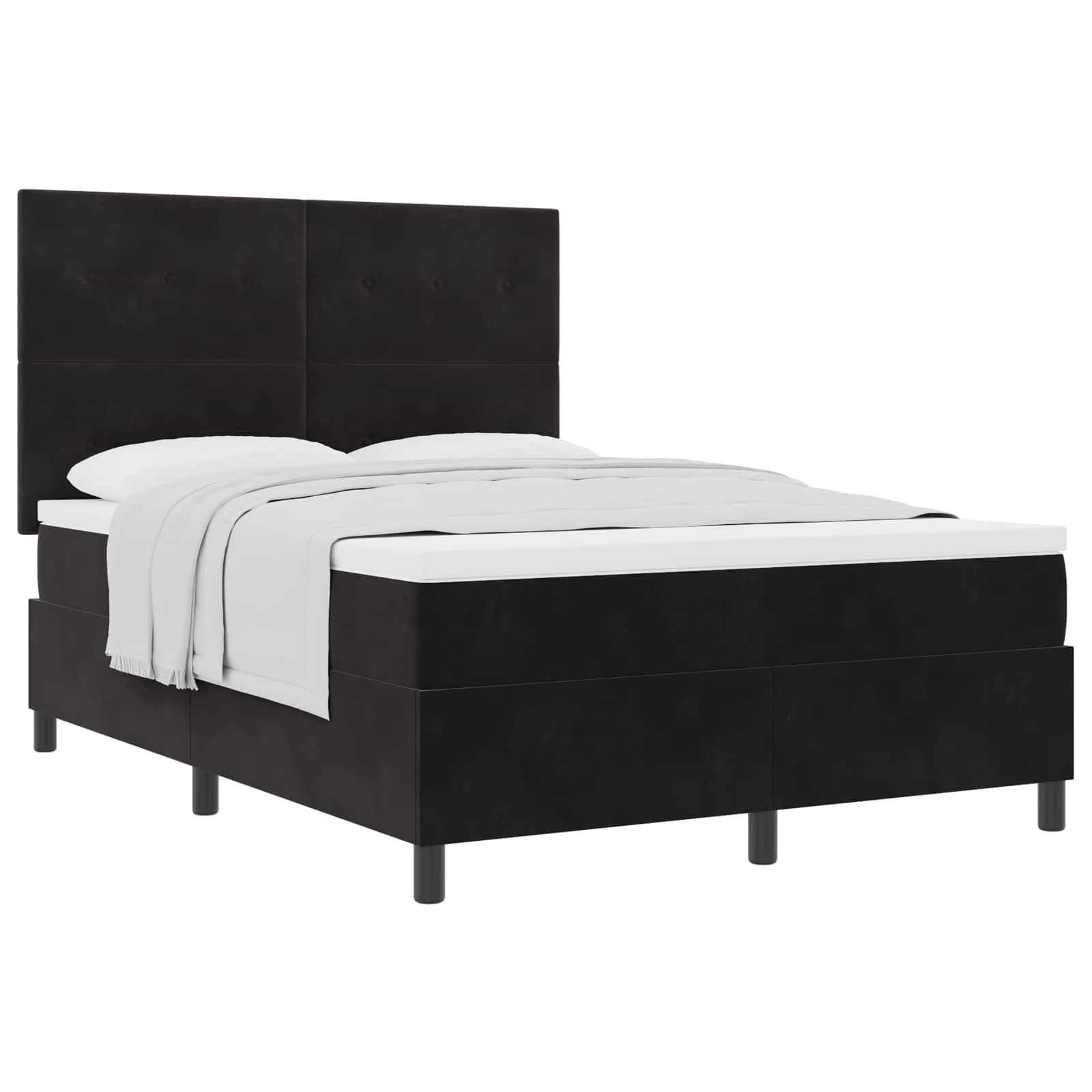 vidaXL Cama Box Spring com Colchão Preta 160x200 cm Veludo - 2185855435