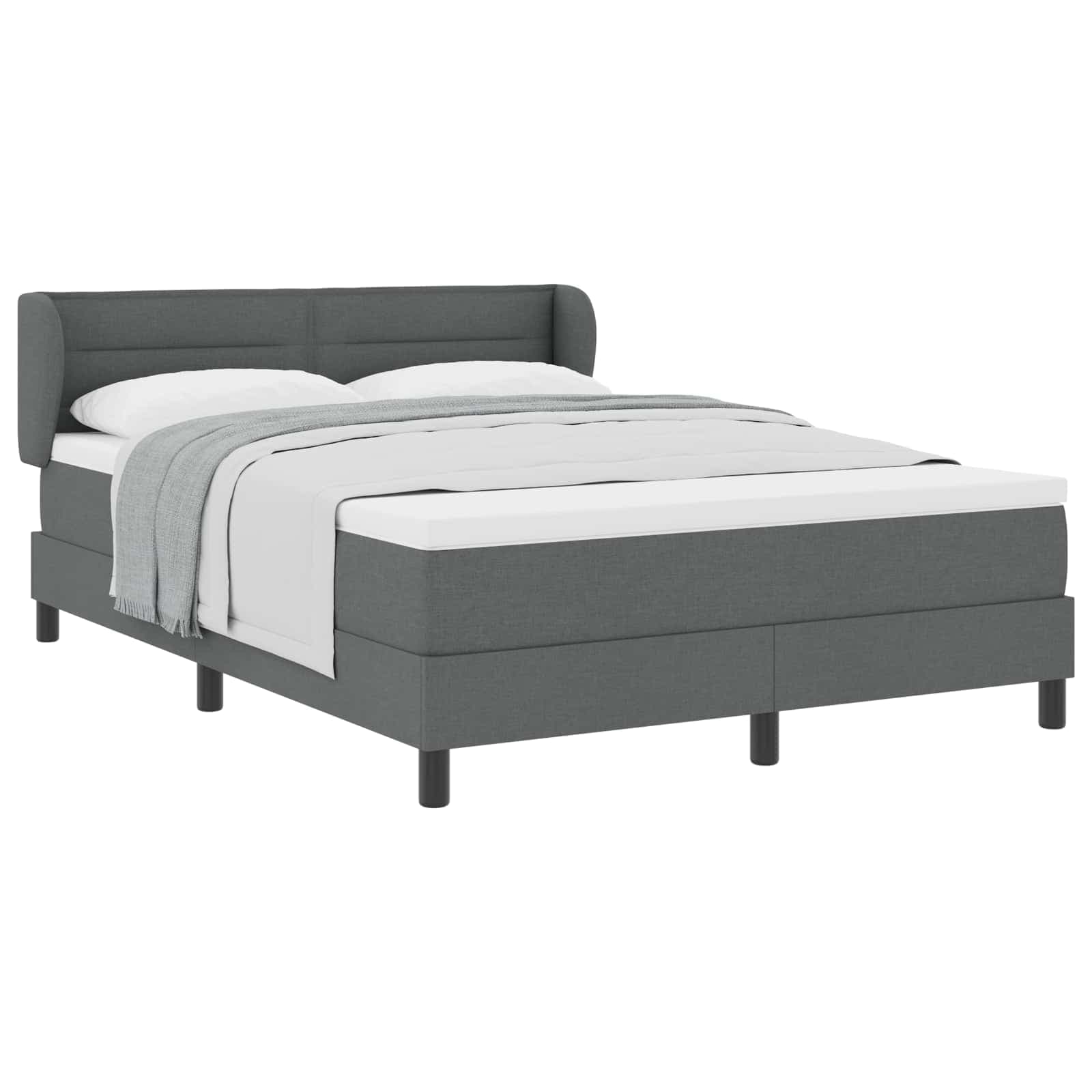 vidaXL Cama Box Spring com Colchão Cinza Escuro 160x200 cm Tecido - 3473733059