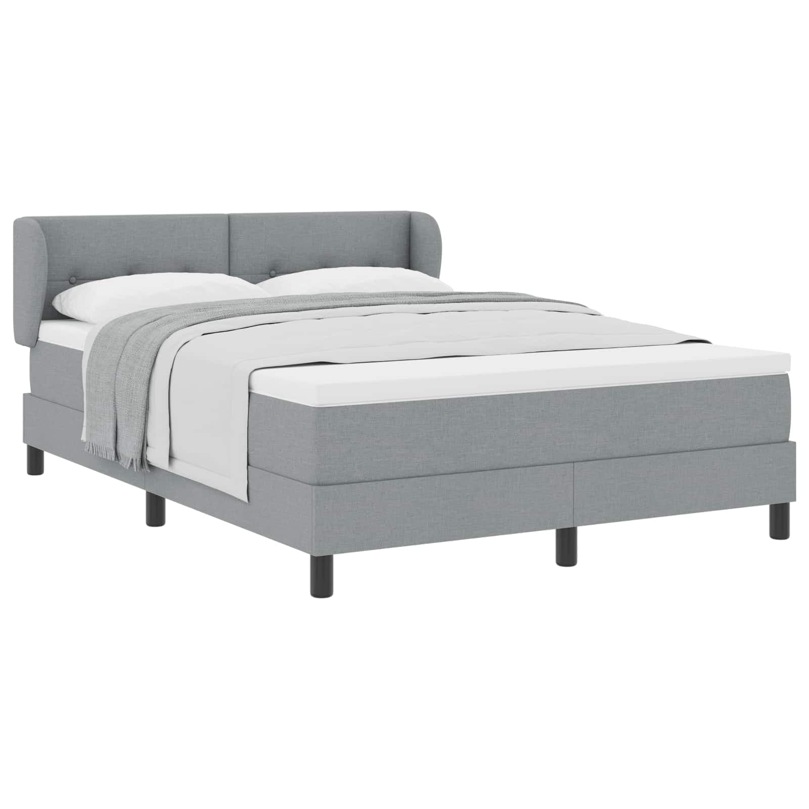 vidaXL Cama Box Spring com Colchão Cinza Claro 160x200 cm Tecido - 2086216097