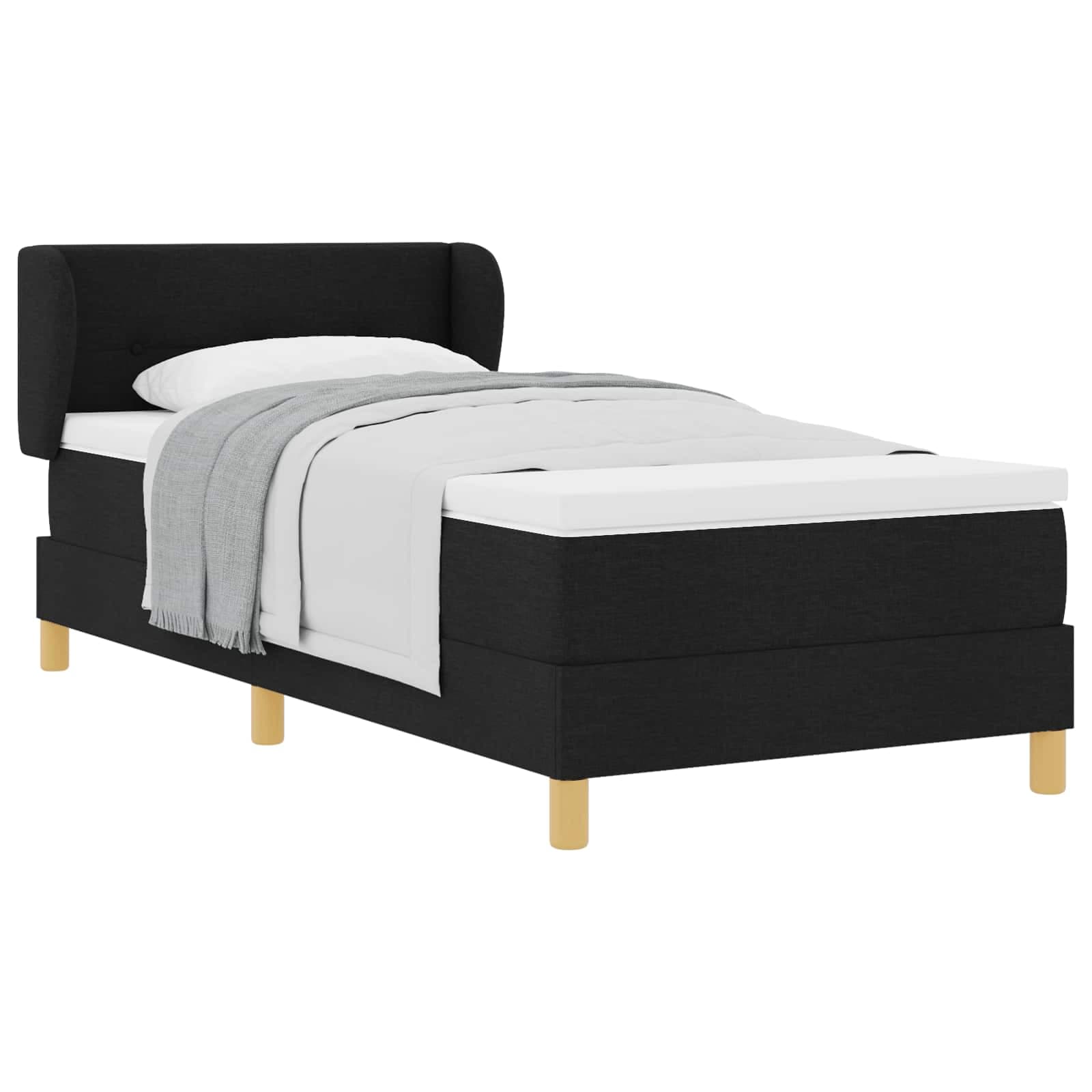 vidaXL Cama Box Spring com Colchão - Preto - 90x200 cm Tecido - 4145960851