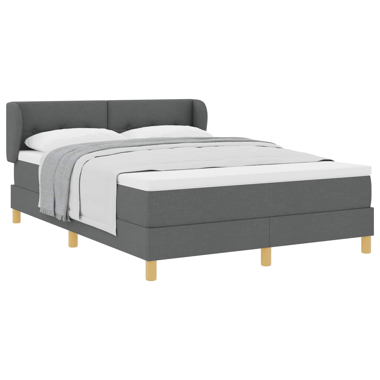 vidaXL Cama Box com colchão Cinzento escuro 140 x 190 cm tecido