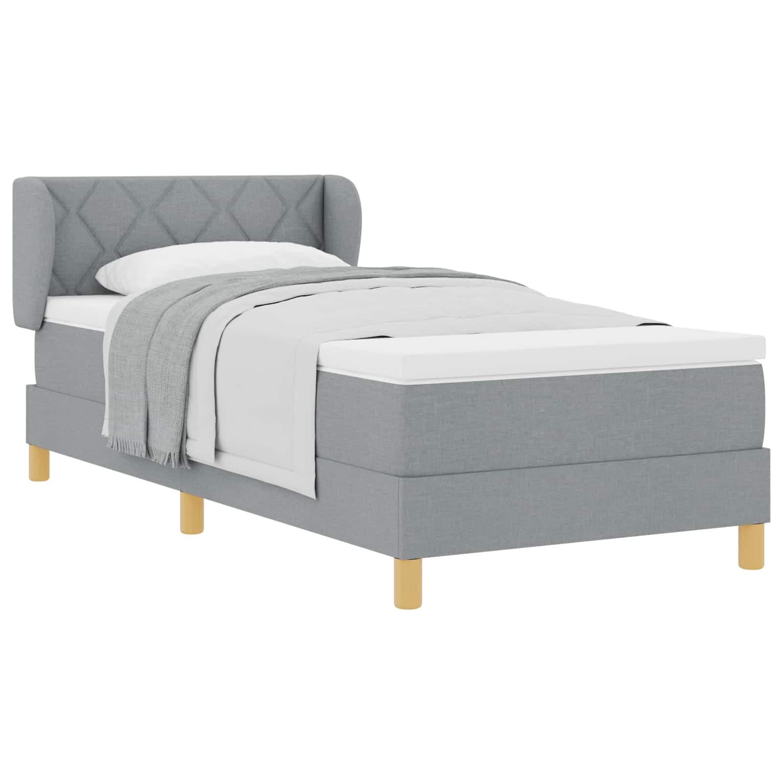 vidaXL Cama Box com colchão Cinzento-claro 90 x 190 cm tecido