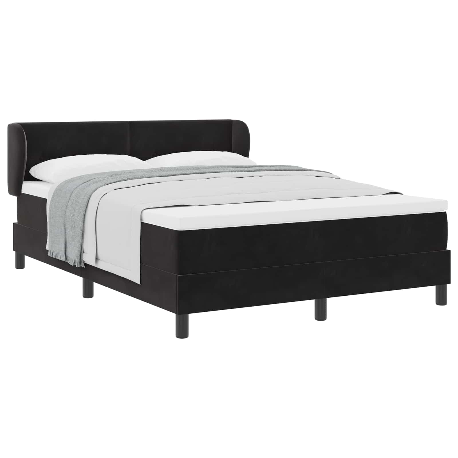 vidaXL Cama Box com cabeceira Preto 160 x 200 cm Veludo