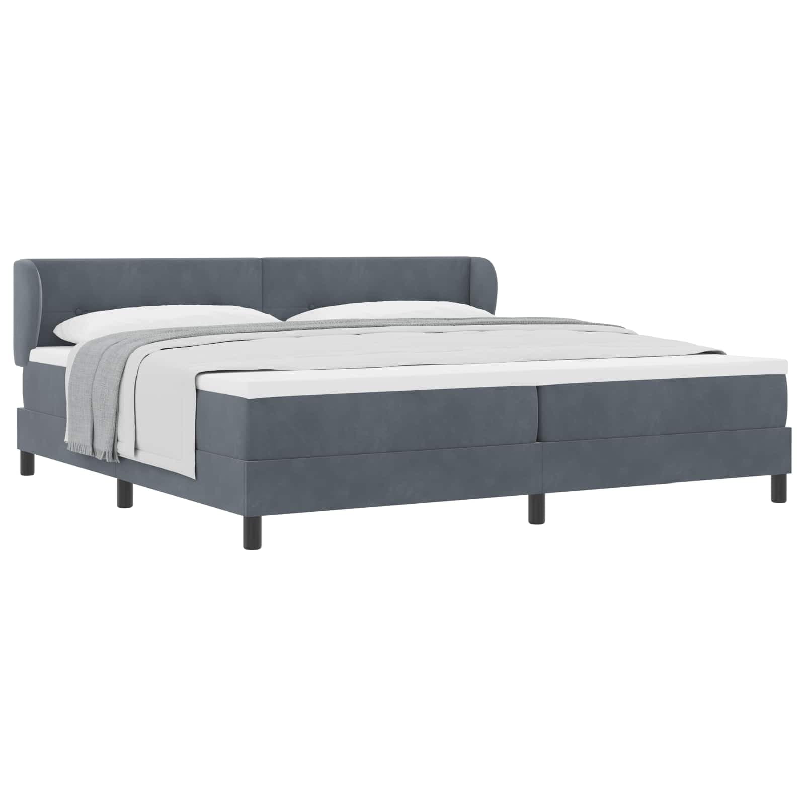 vidaXL Cama Box com Colchão Cinza Escuro 200x200 cm em Veludo - 3105783691