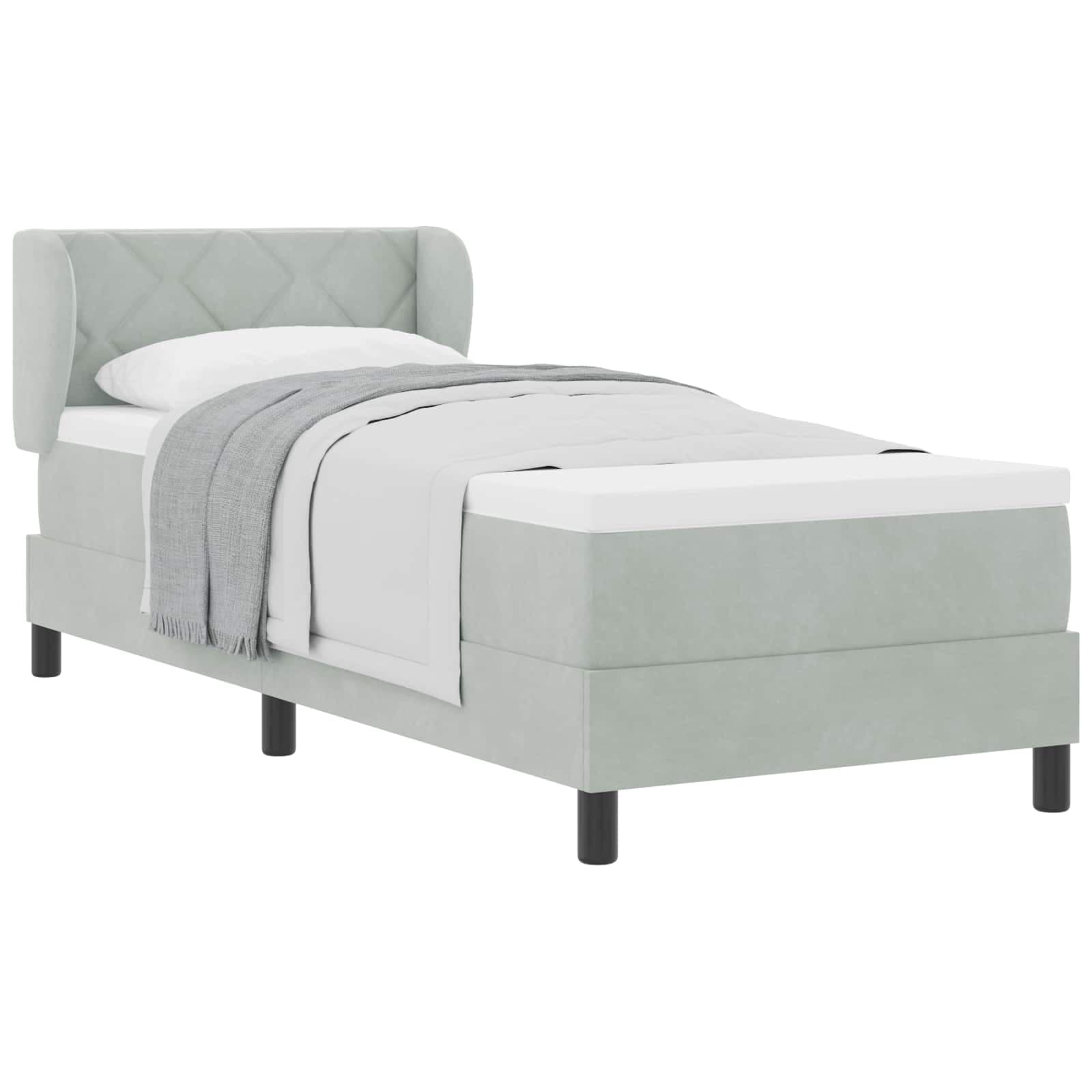 vidaXL Cama Box com cabeceira Cinzento-claro 80 x 200 cm Veludo