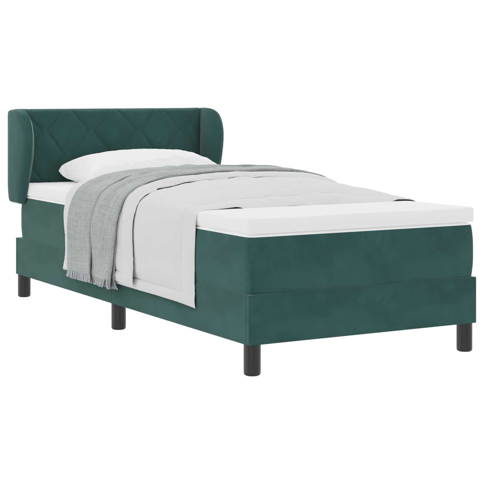 vidaXL Cama Box com cabeceira Verde-escuro 90 x 200 cm Veludo