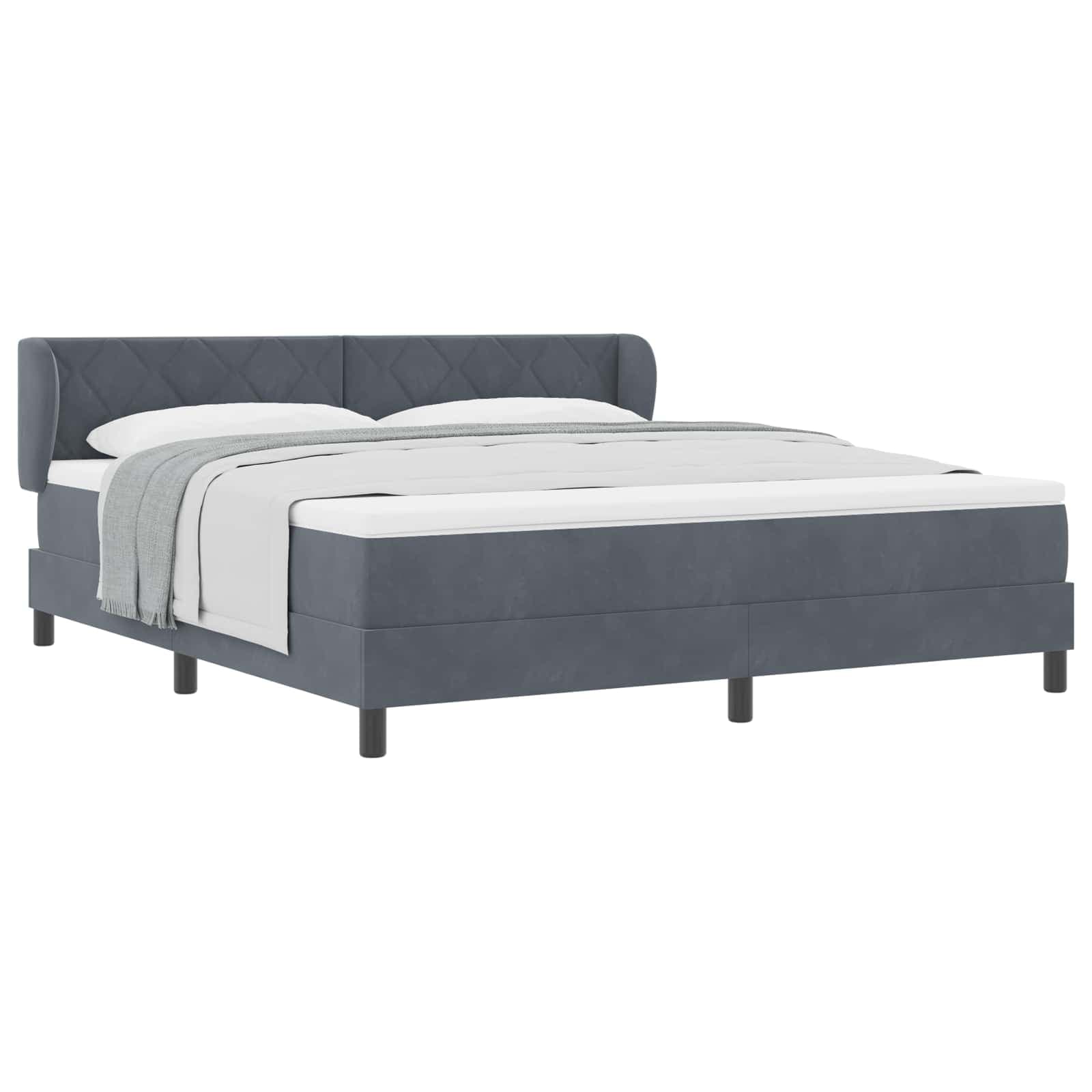 vidaXL Cama Box com cabeceira Cinzento escuro 180 x 200 cm Veludo
