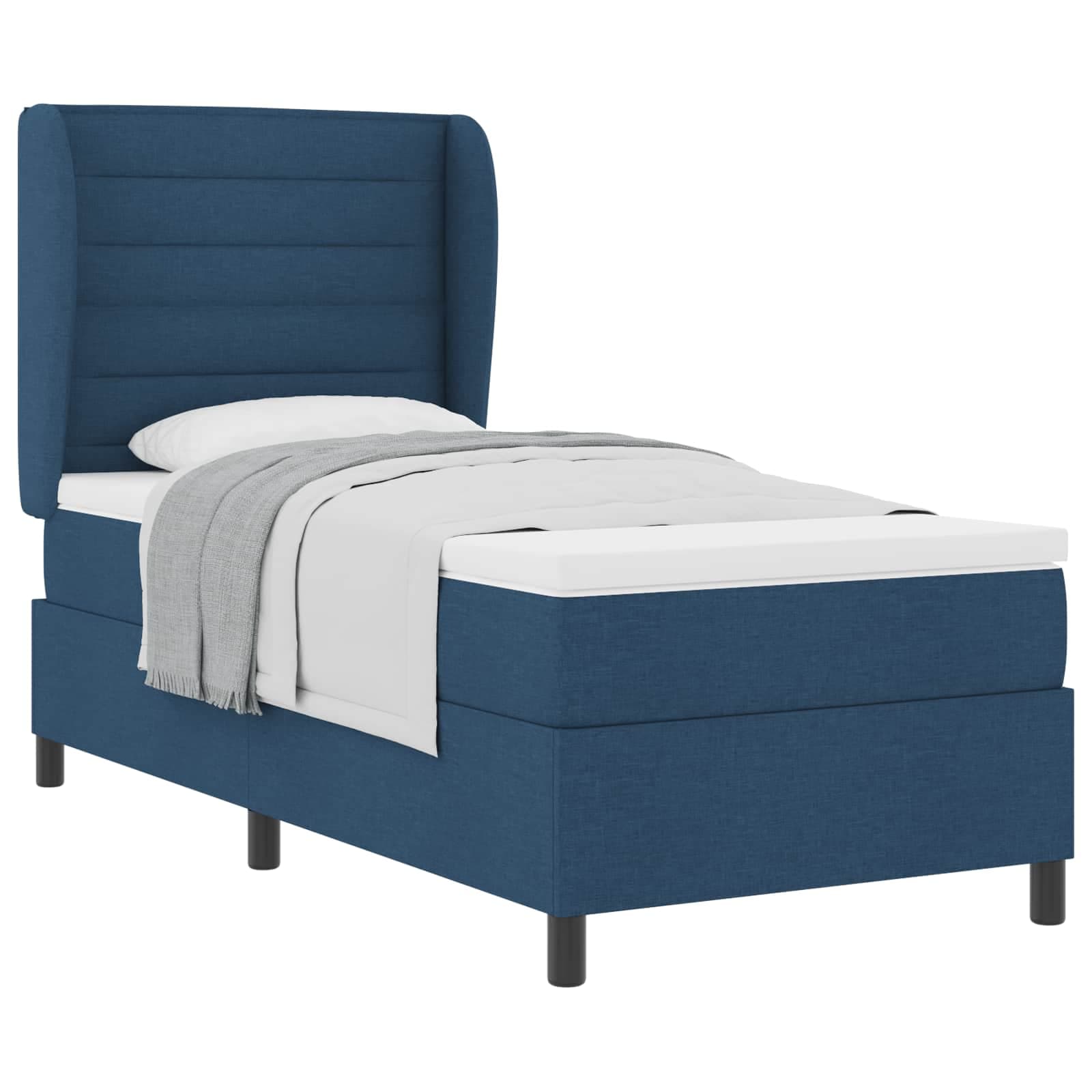 vidaXL Cama Box com colchão com cabeceira Azul 80 x 200 cm tecido