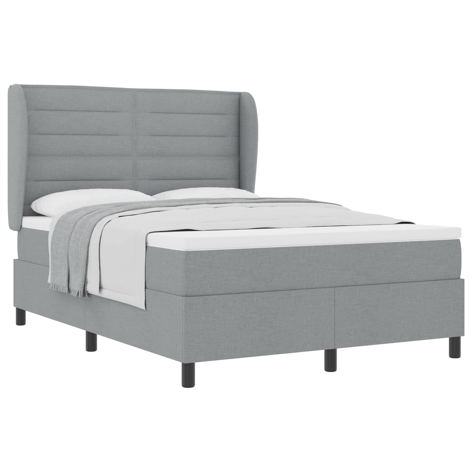 vidaXL Cama Box Spring com Colchão Cinza Claro 160x200 cm Tecido - 677578797