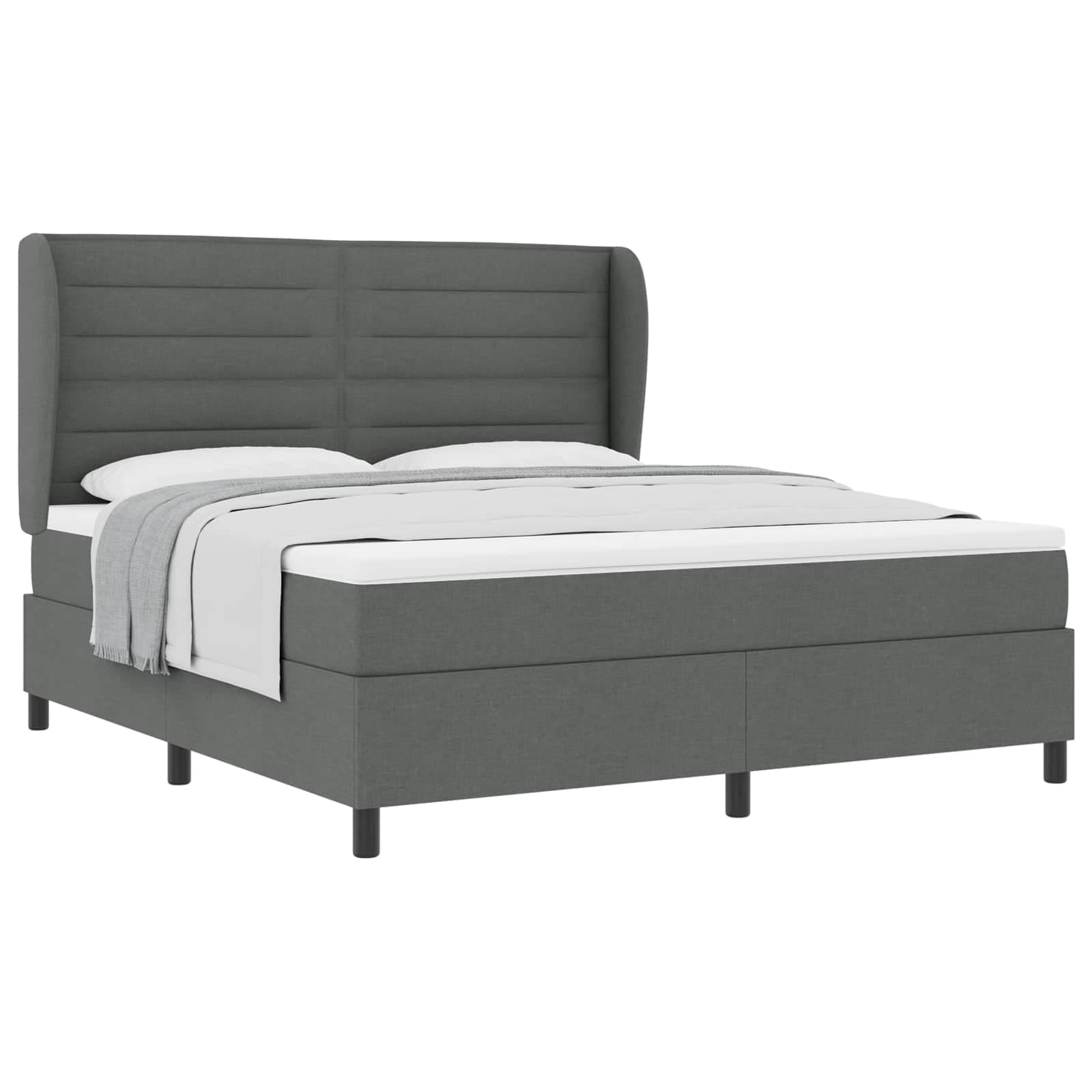 vidaXL Cama Box com colchão Cinzento escuro 180 x 200 cm tecido
