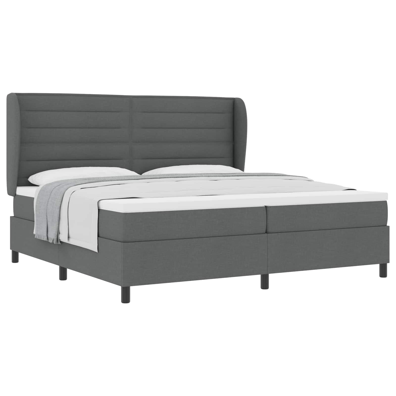 vidaXL Cama Box com colchão Cinzento escuro 200 x 200 cm tecido