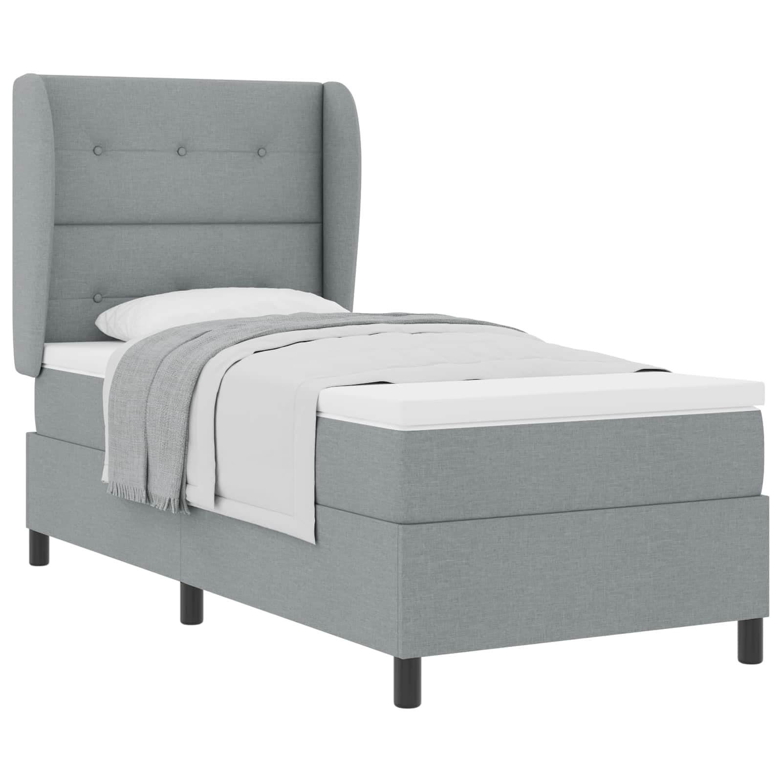 vidaXL Cama Box com colchão Cinzento-claro 80 x 200 cm tecido