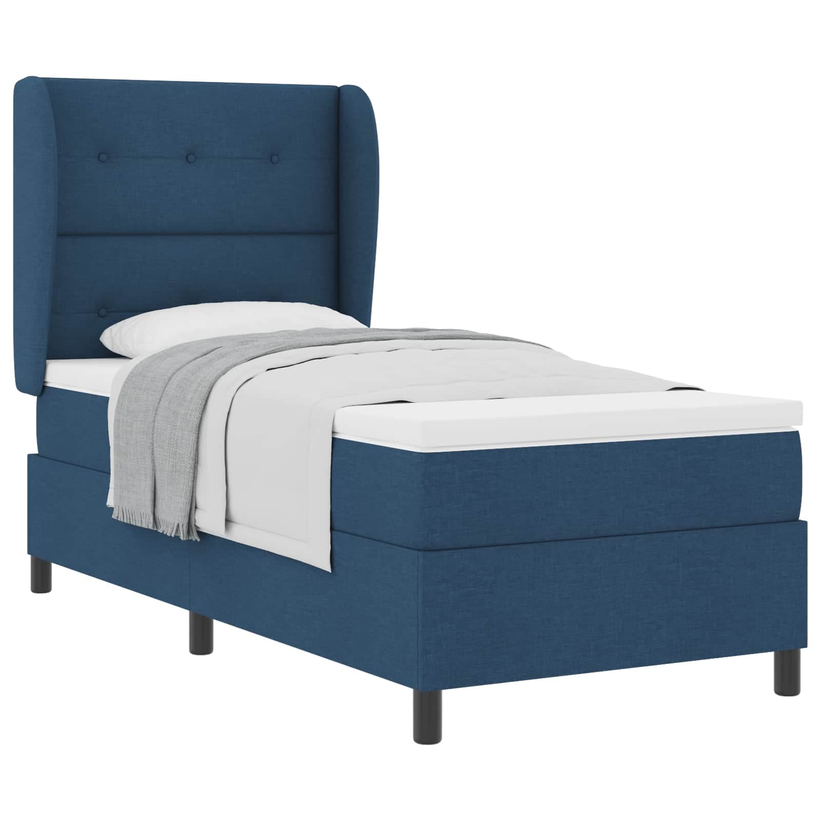 vidaXL Cama Box com colchão com cabeceira Azul 80 x 200 cm tecido