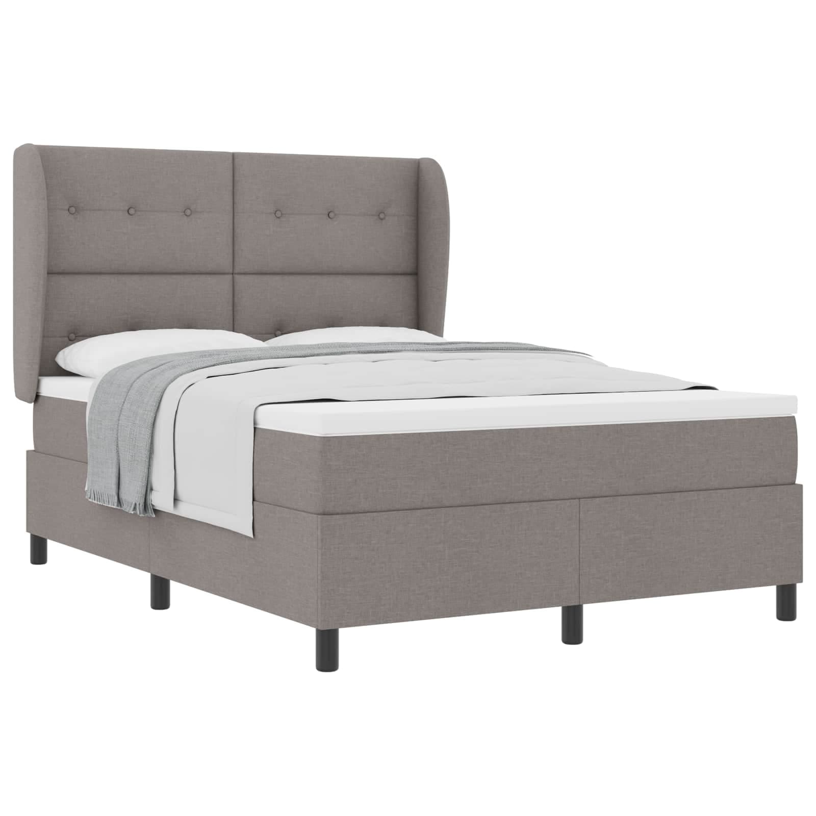 vidaXL Cama Box com colchão Cinzento-acastanhado 140 x 200 cm tecido