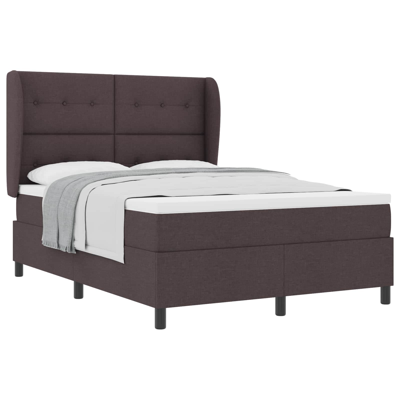 vidaXL Cama Box Spring com Colchão - Castanho Escuro, 160x200 cm Tecido - 1855247041