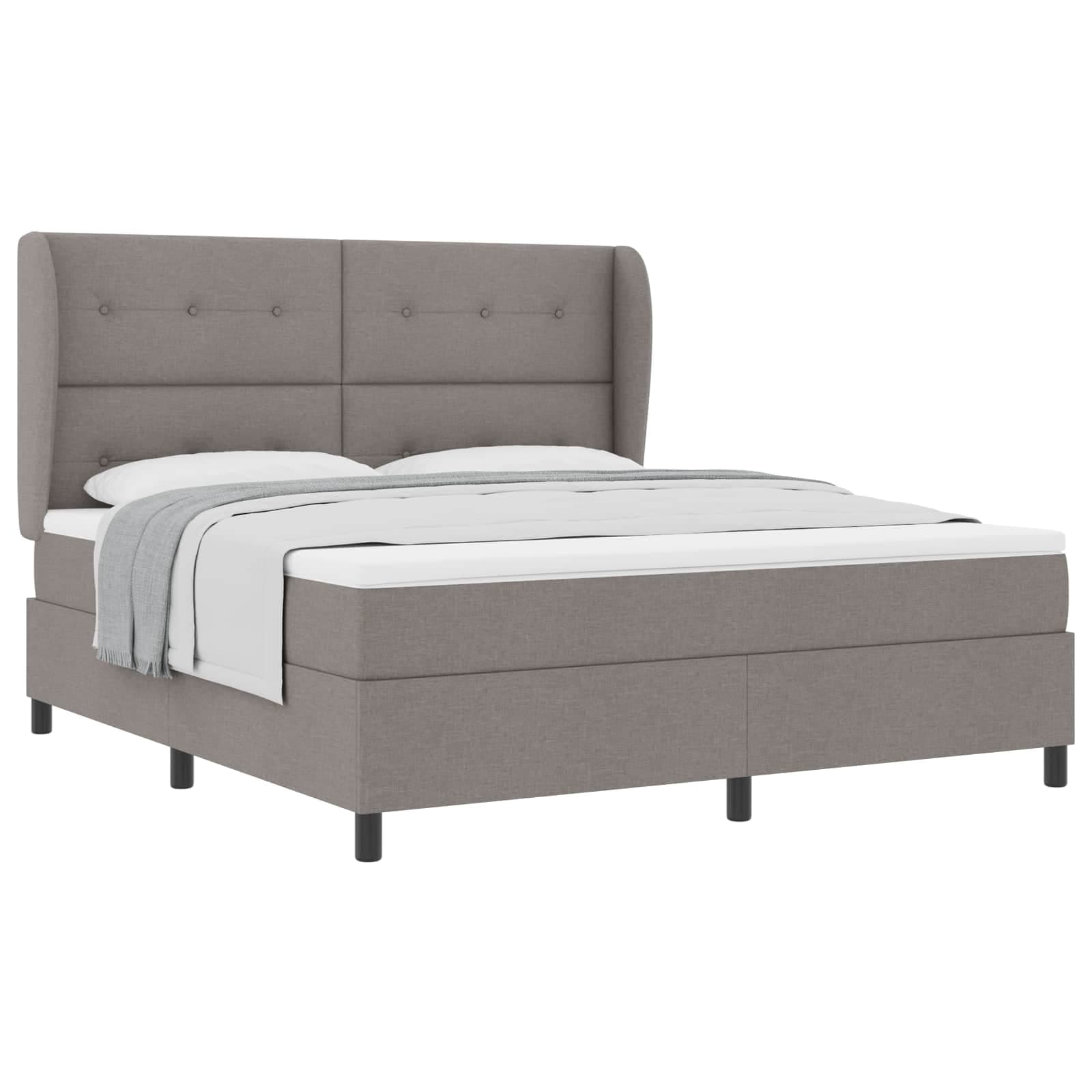 vidaXL Cama Box com Colchão Vidaxl, Taupe, 180x200 cm, Tecido - 7301947