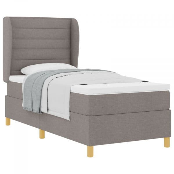 vidaXL Cama Box com Colchão Taupe 90x190 cm Tecido - 2613525749