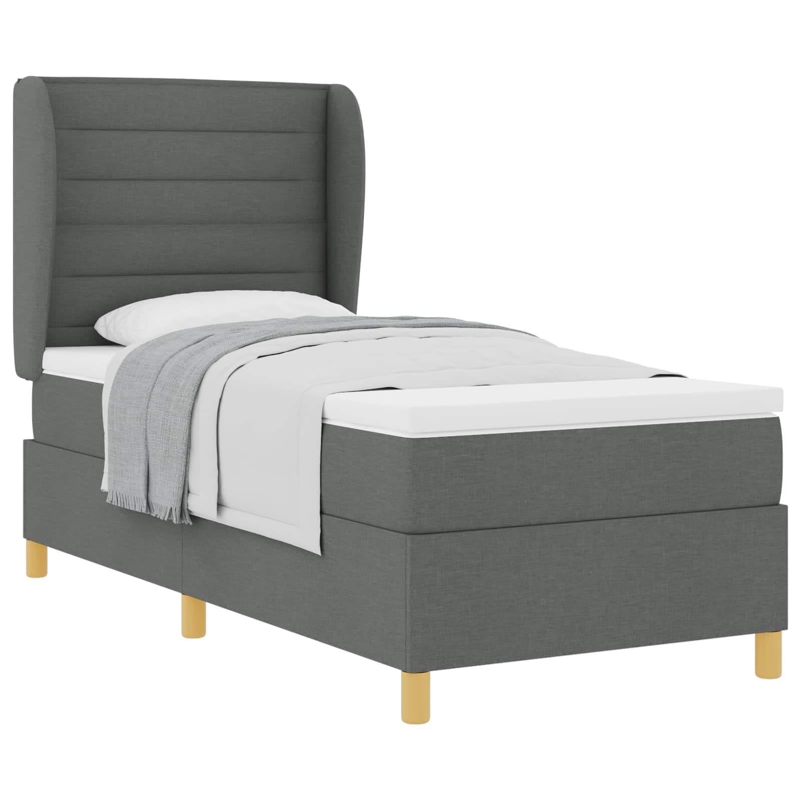 vidaXL Cama Box com colchão Cinza Escuro 200 x 90 cm tecido