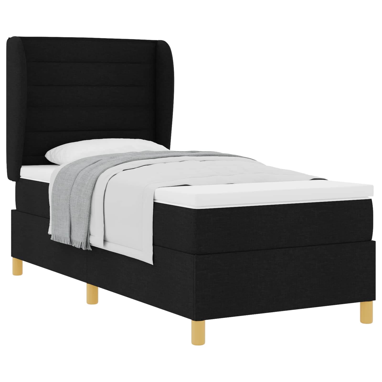 vidaXL Cama Box com Colchão Preto 90x200 cm Tecido - 481859607