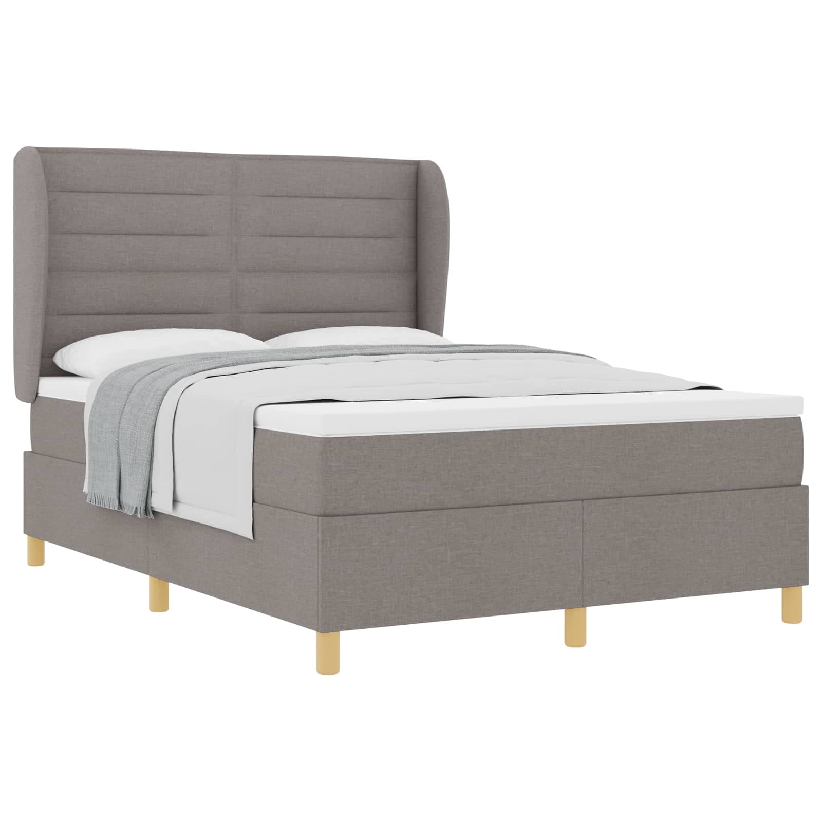 vidaXL Cama Box com colchão Cinzento-acastanhado 190 x 140 cm tecido