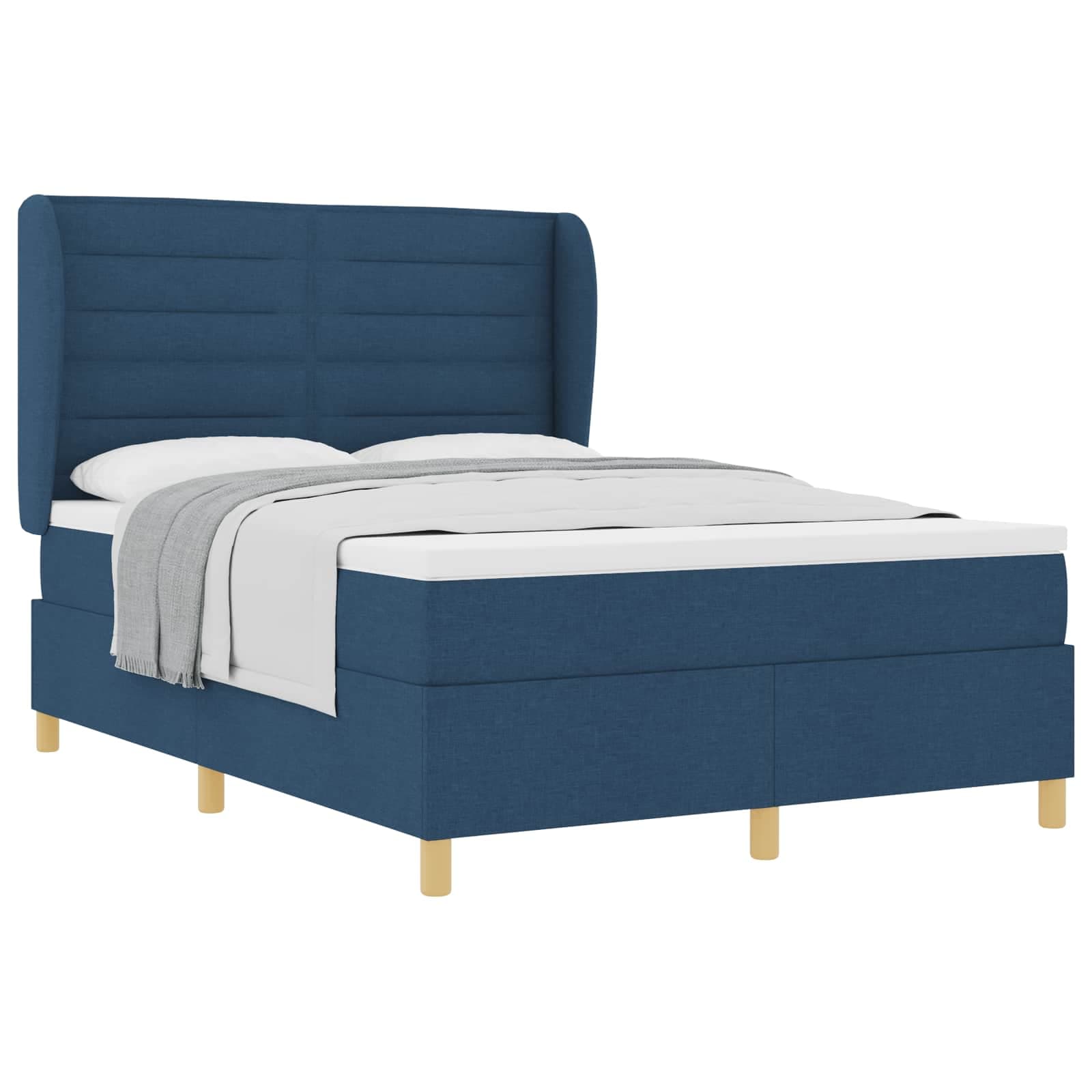 vidaXL Cama Box com colchão com cabeceira Azul 200 x 160 cm tecido
