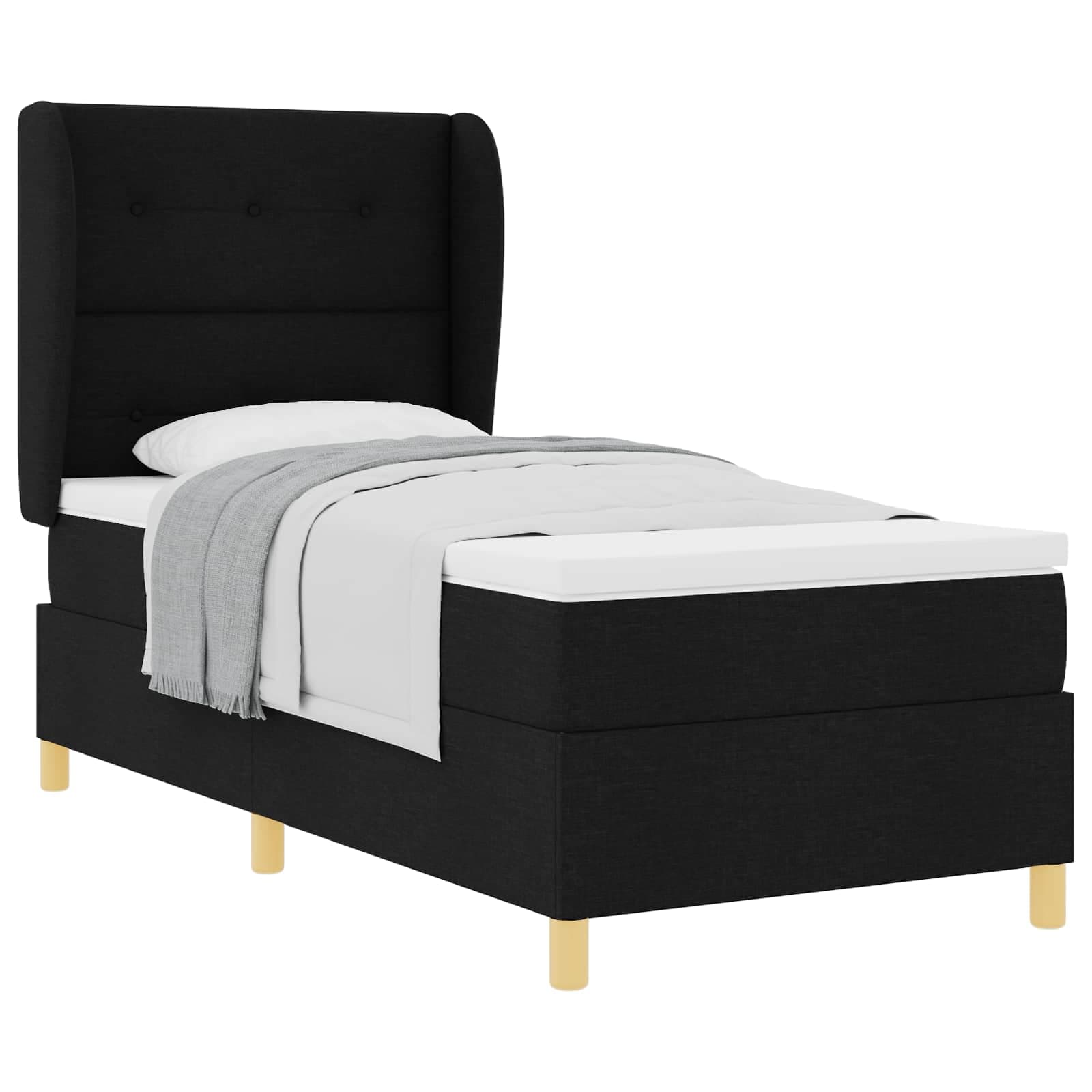 vidaXL Cama Box com colchão com cabeceira Preto 200 x 80 cm tecido