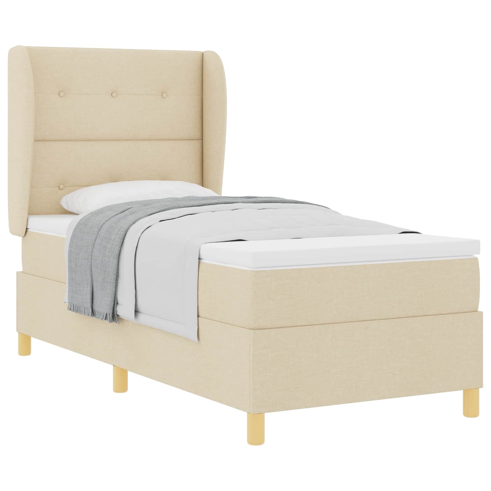 vidaXL Cama Box com colchão com cabeceira Creme 200 x 80 cm tecido