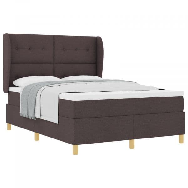 vidaXL Cama Box Spring com Colchão Castanho Escuro 140x190 cm Tecido - 948709841