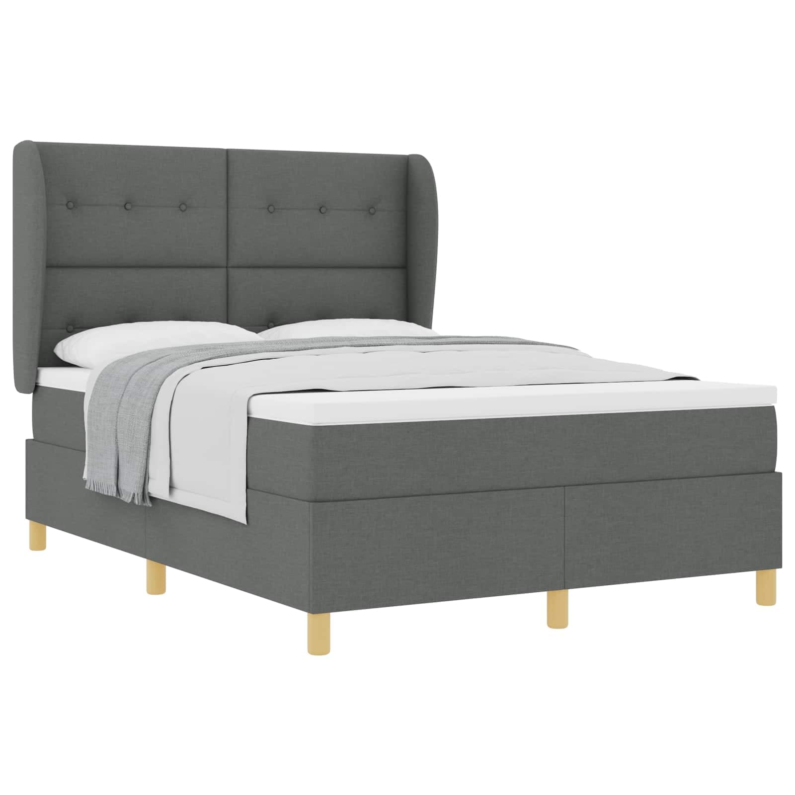 vidaXL Cama Box com colchão Cinza Escuro 200 x 160 cm tecido