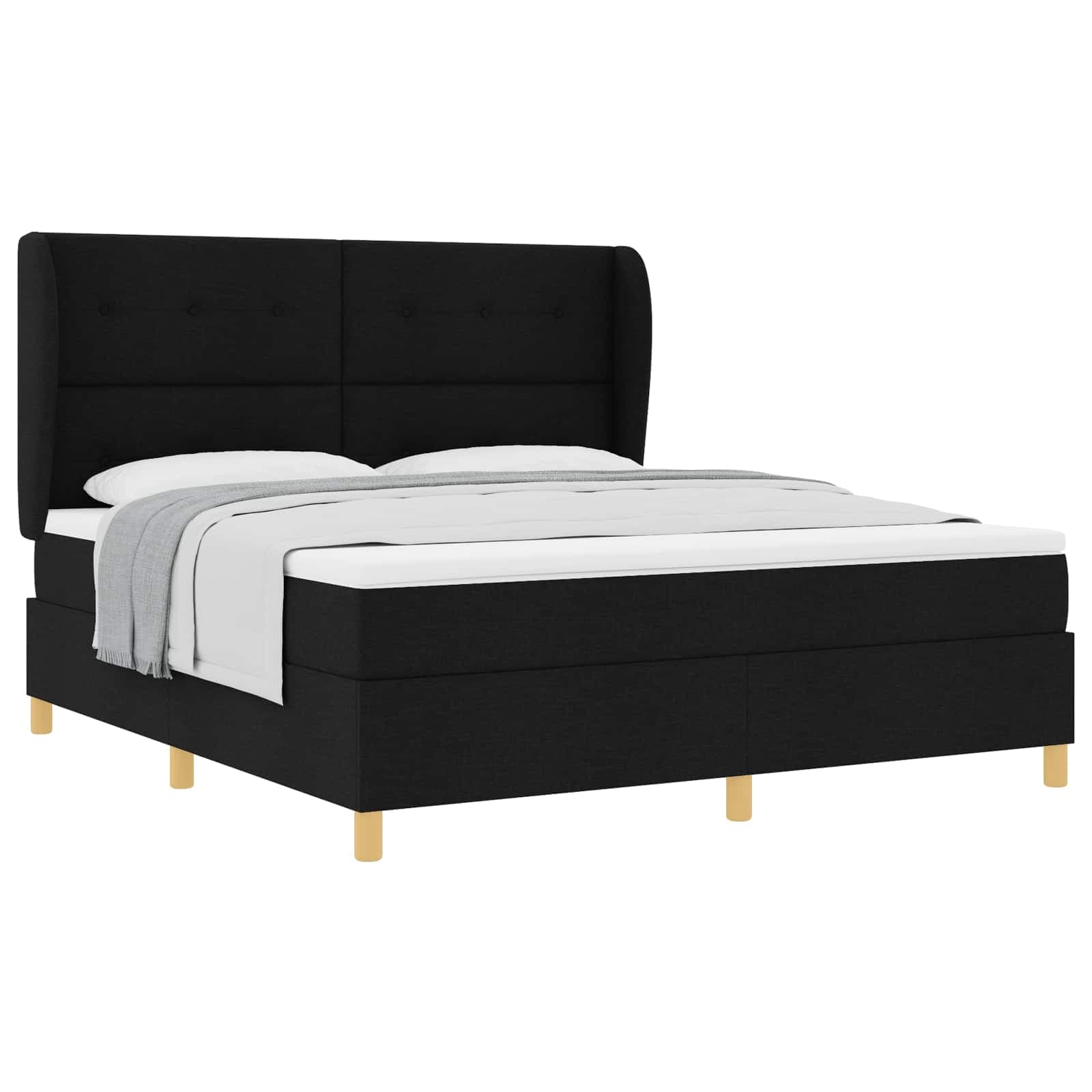vidaXL Cama Box com colchão com cabeceira Preto 200 x 180 cm tecido