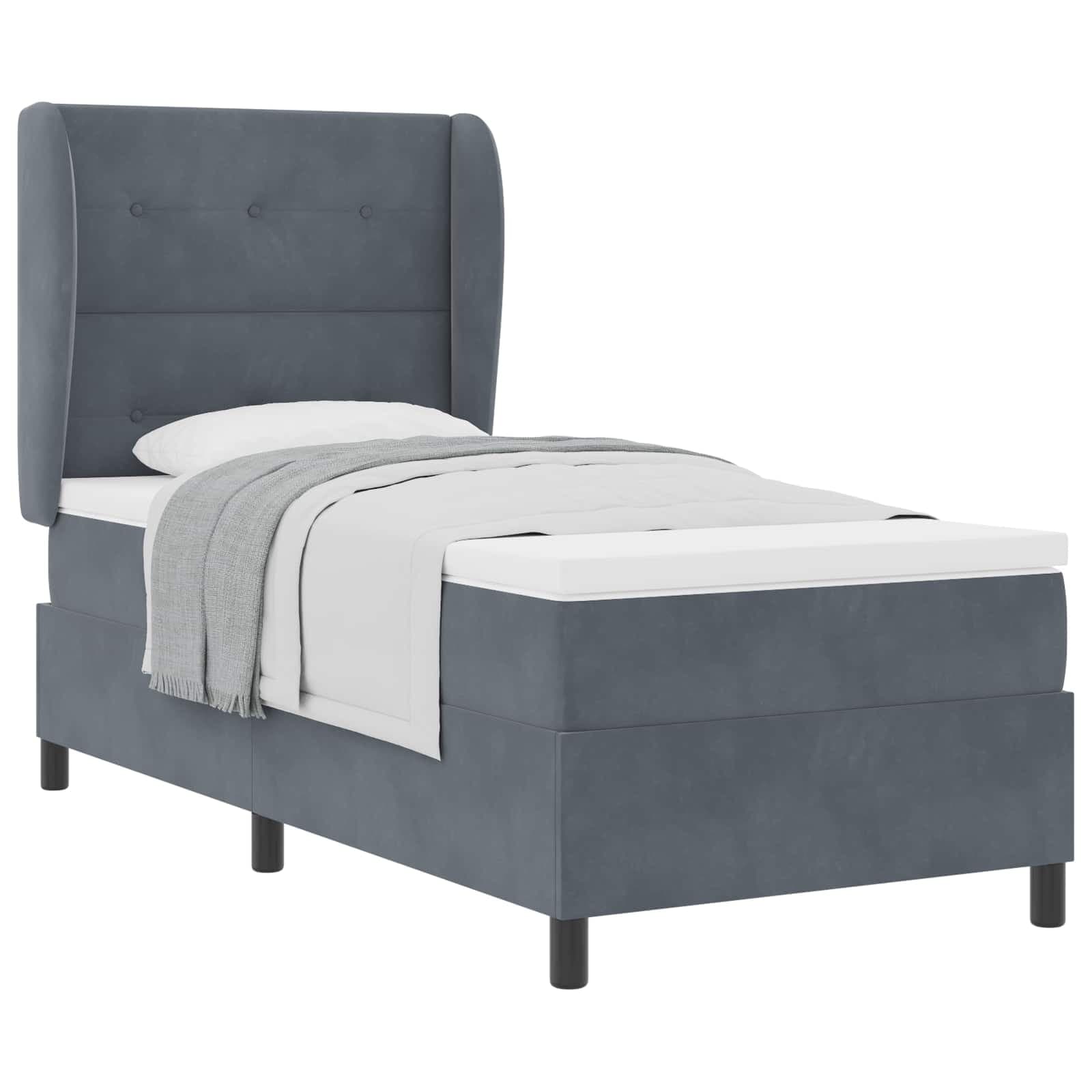 vidaXL Cama Box com colchão Cinza Escuro 200 x 100 cm Veludo